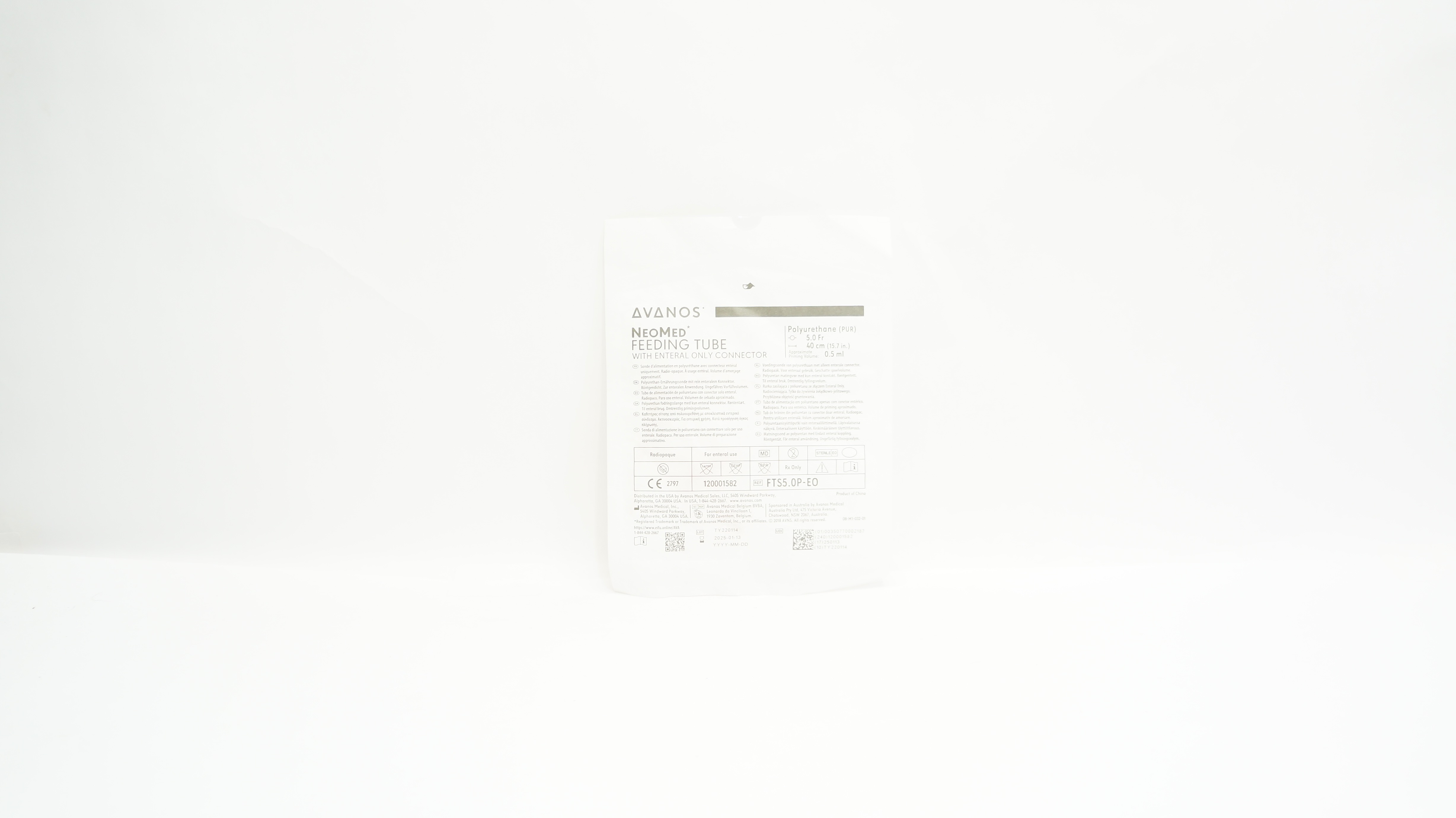 Avanos FTS5.0P-EO NeoMed Feeding Tube 5.0Fr x 15.7in