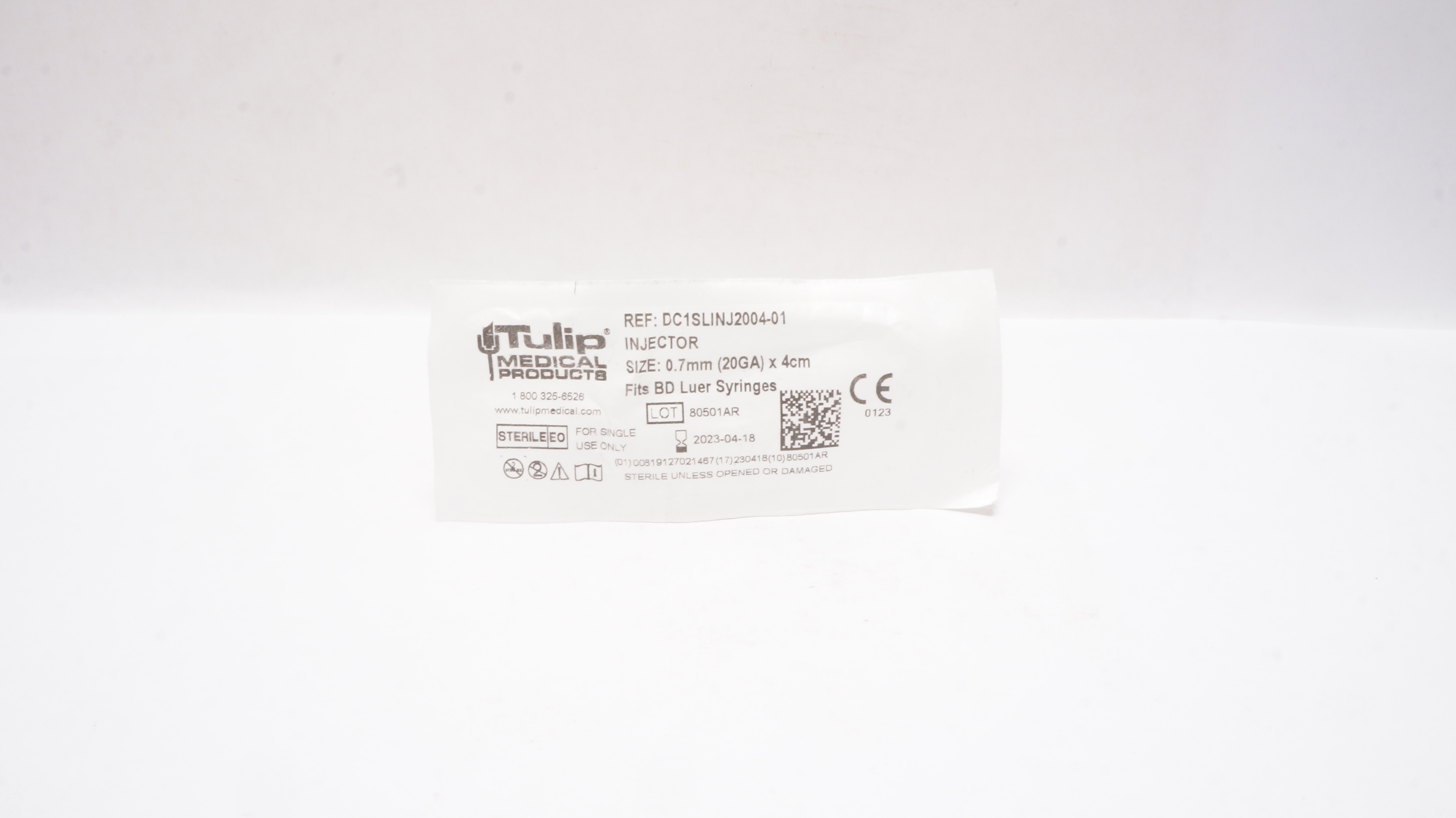 Tulip Medical DC1SLINJ2004-01 Injector 0.7mm x 4cm Fits BD Luer Syringes (x)