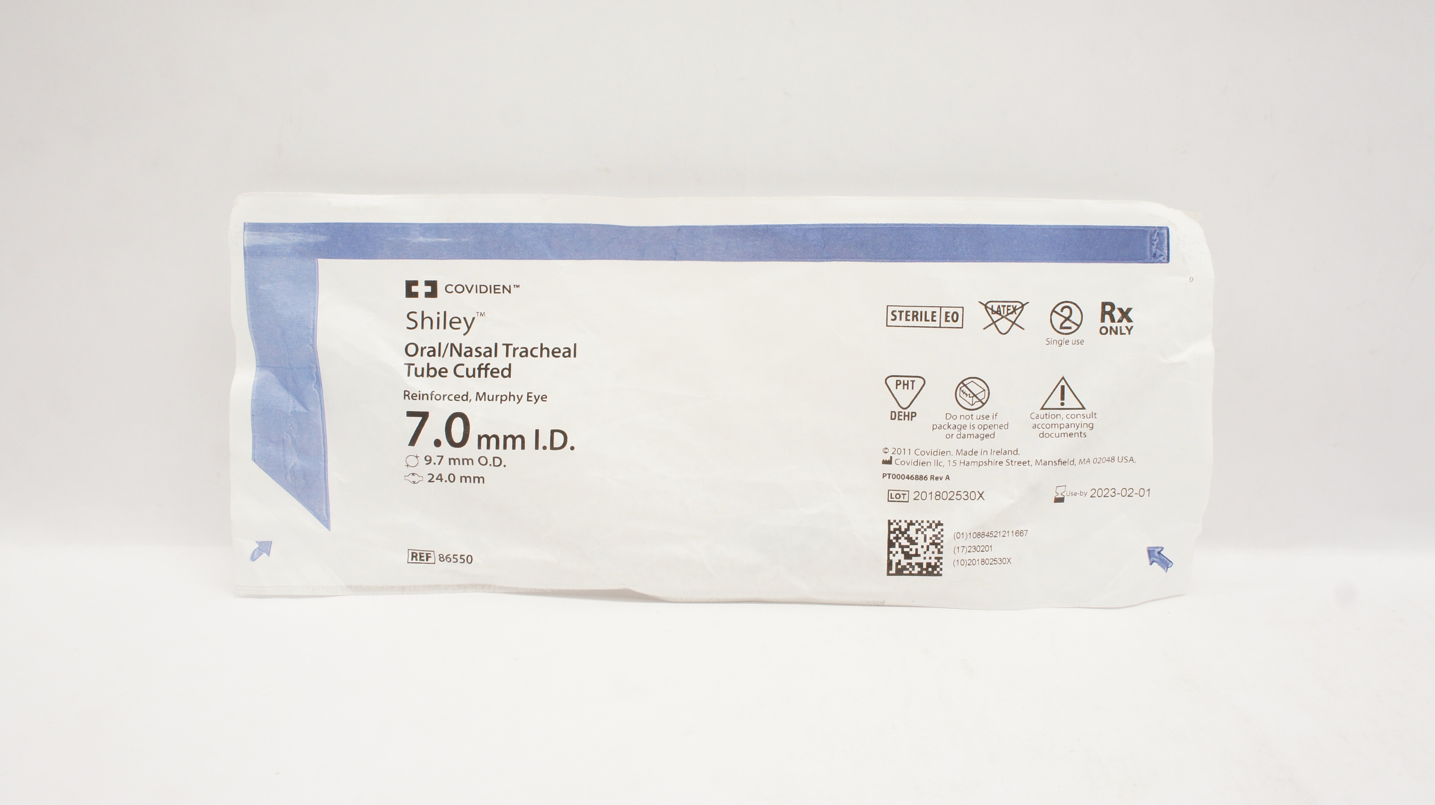 Covidien 86550 Shiley Oral/Nasal Tracheal Tube Cuffed 7.0 ID x 9.7mm OD x 24.0mm
