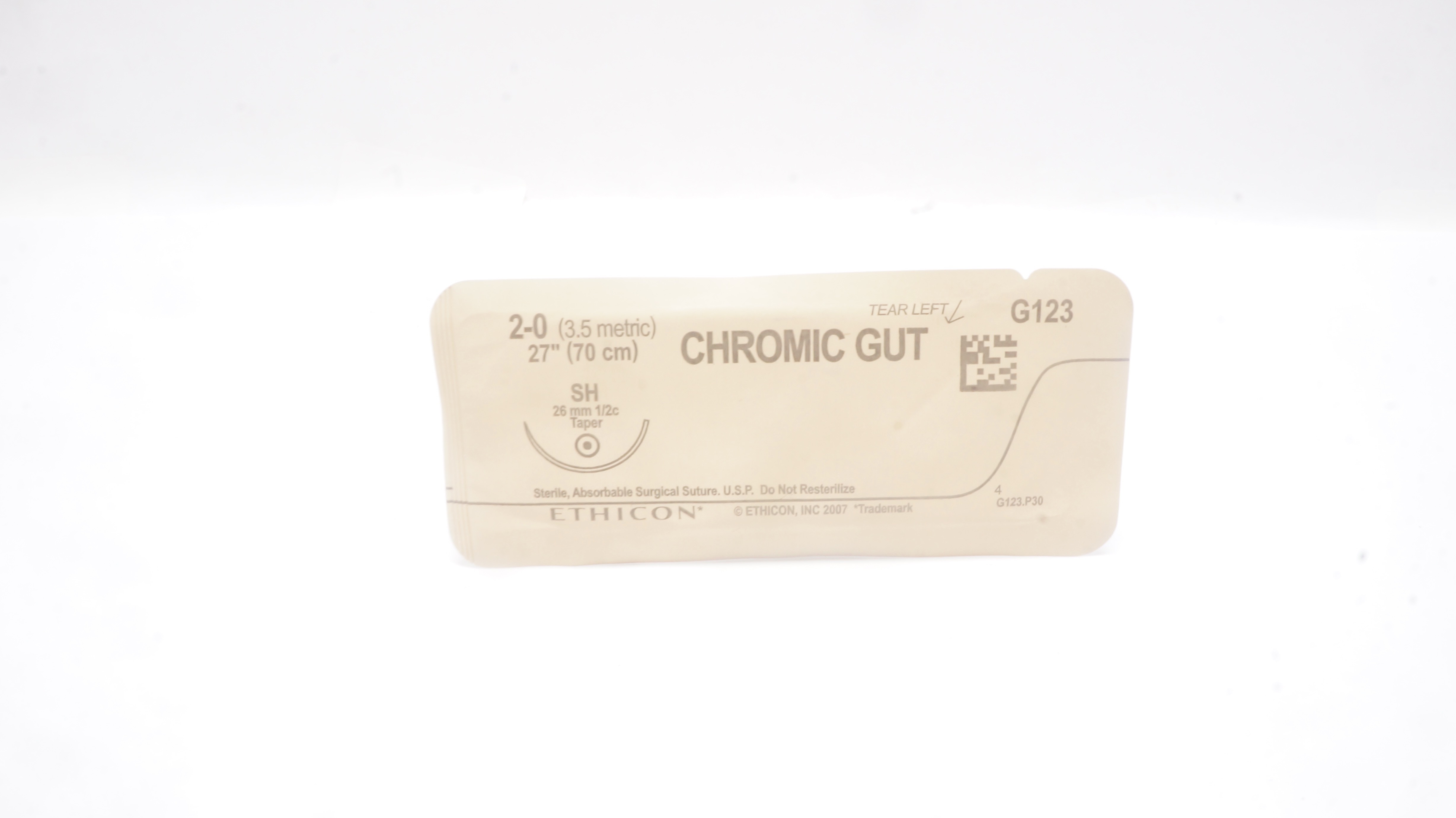 Ethicon G123 2-0 Chromic Gut SH 26mm 1/2c Taper 27inch