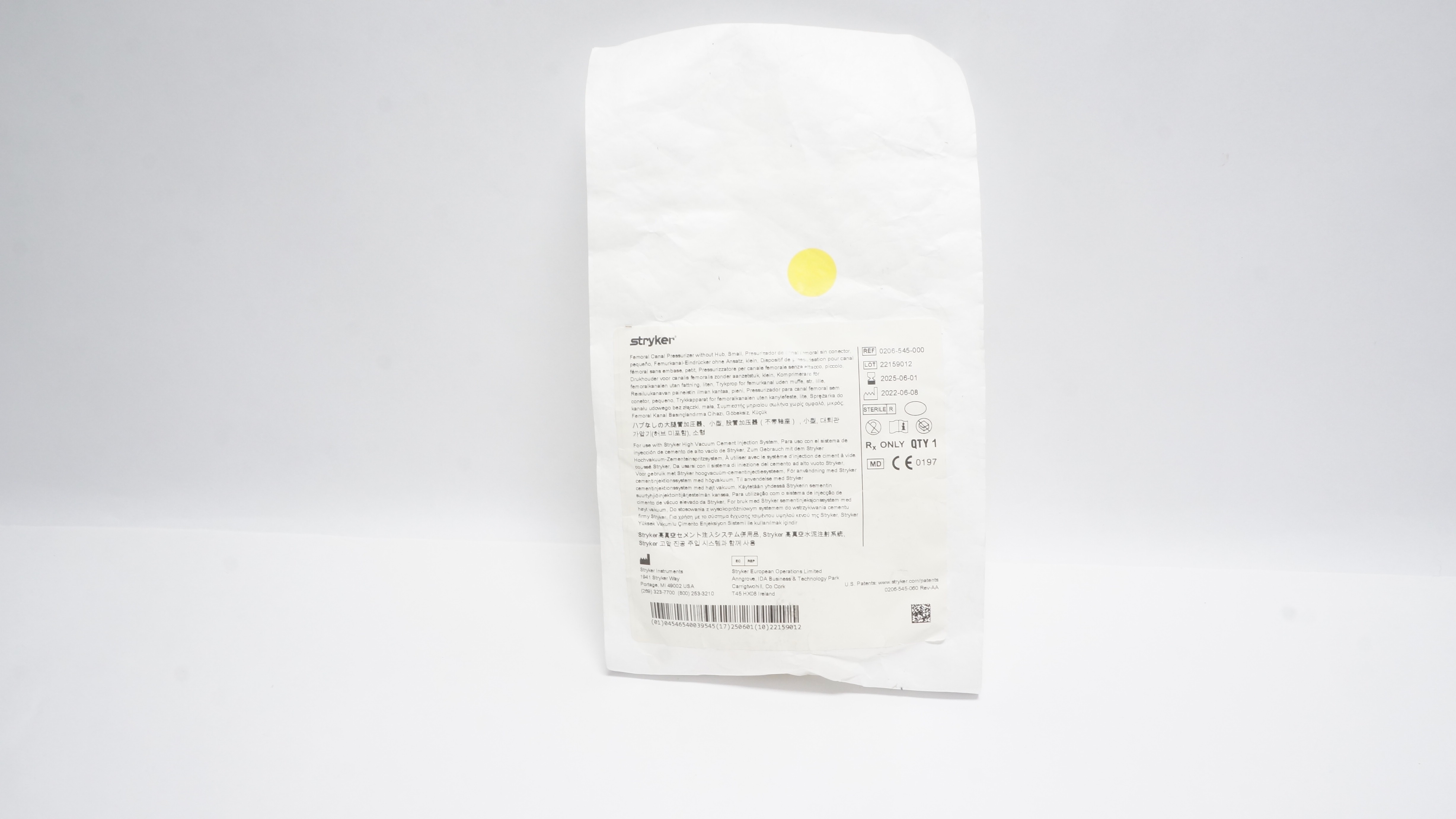 Stryker 0206-545-000  Femoral Canal Pressurizer Without Hub, Small (x)