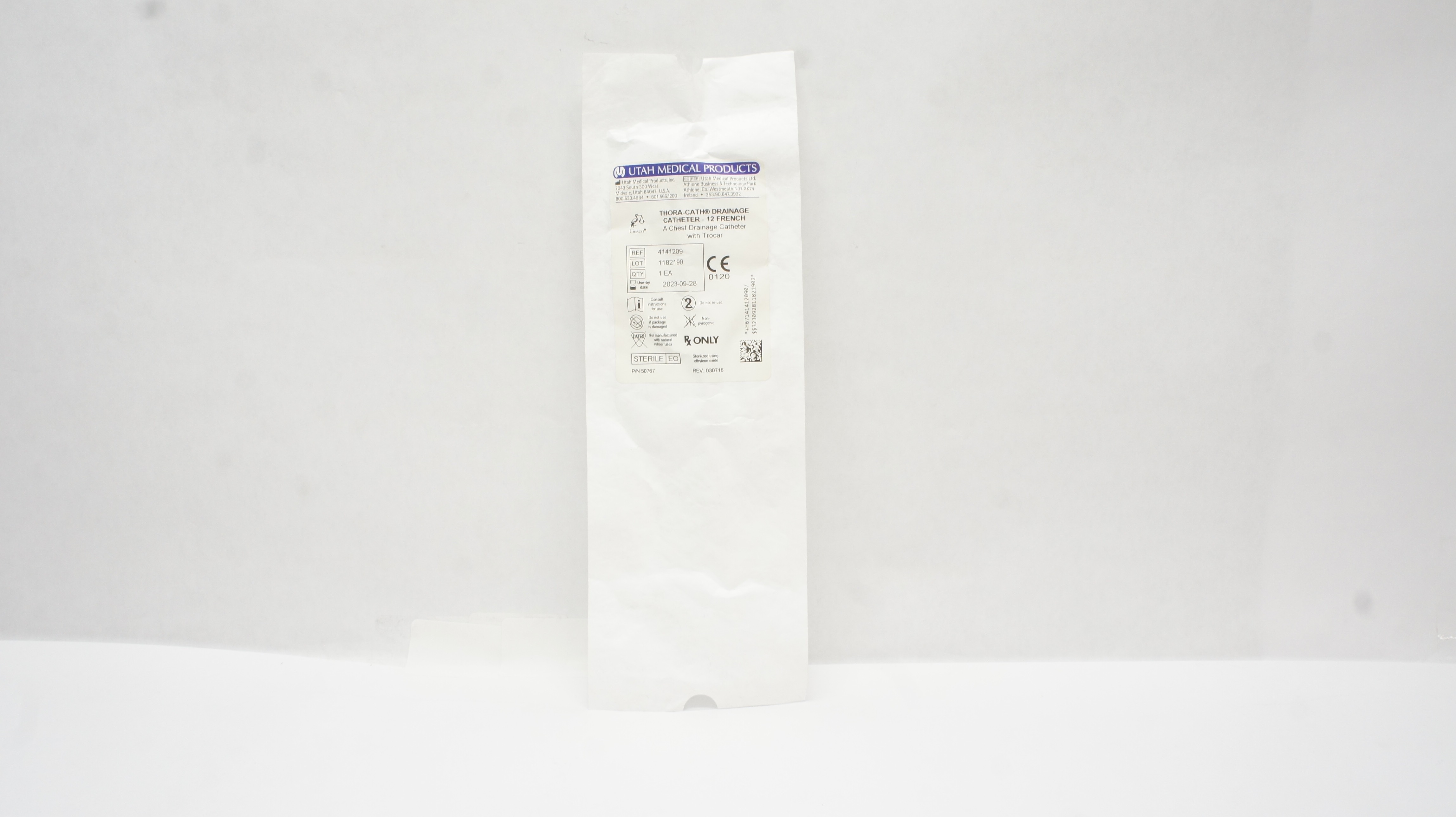 Utah Medical 4141209 Thora-Cath Drainage Cath. 12Fr