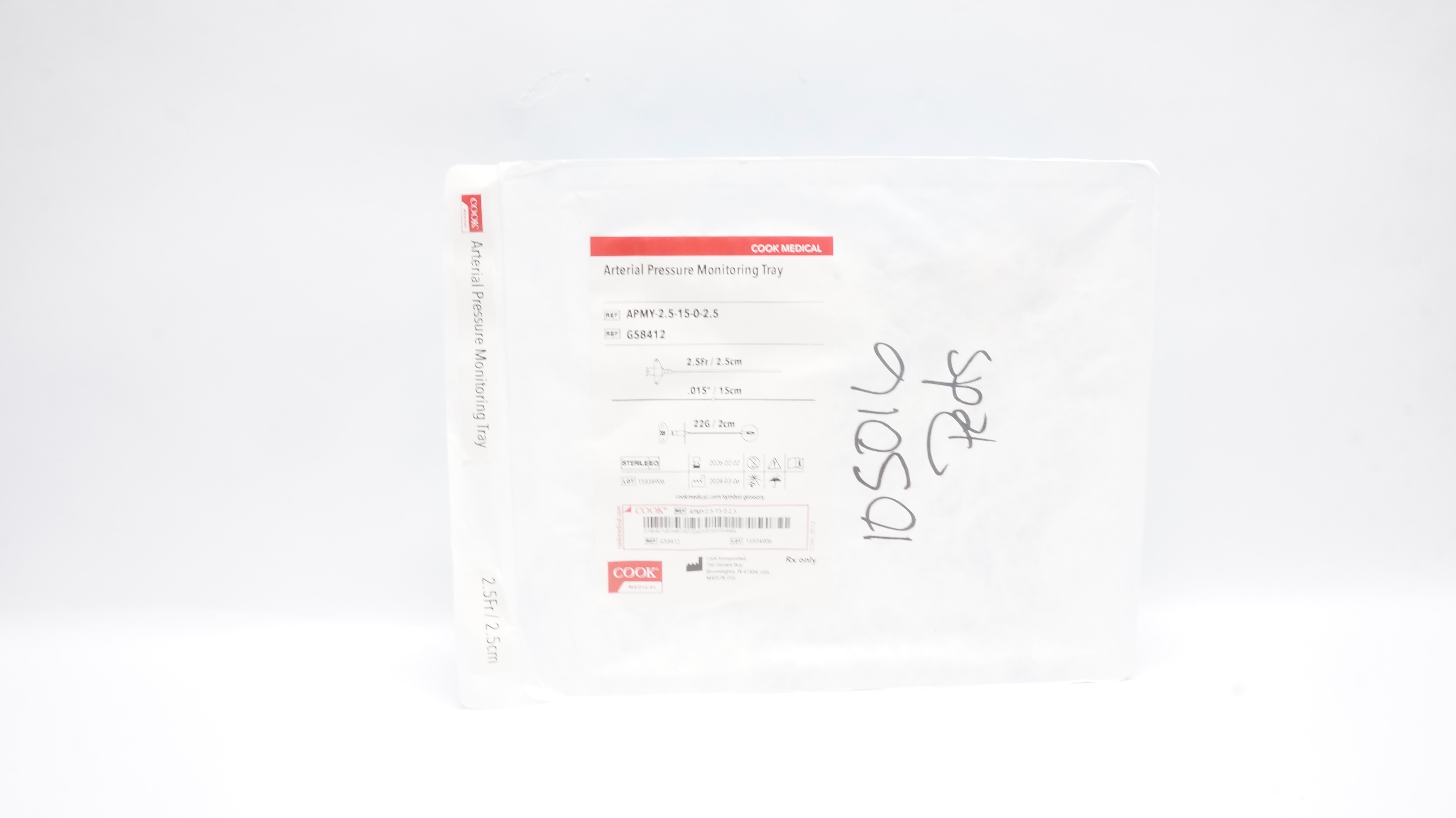Cook Medical G58412 Arterial Pressure Monitoring Tray 2.5Fr x .015In x 22G