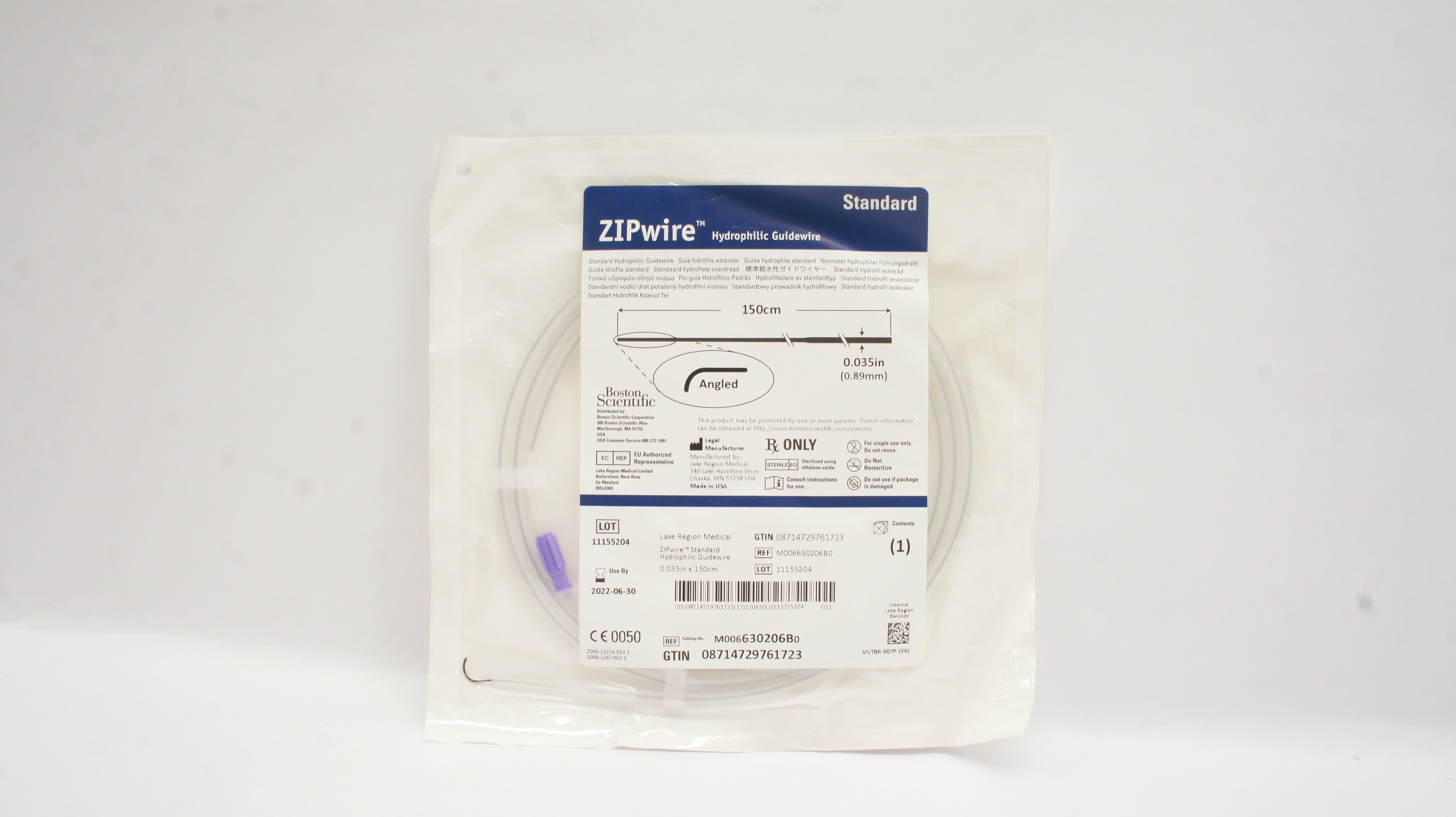 Boston Scientific M006630206B0 ZIPwire Hydrophilic Guidewire 0.035inchx150cm (x)
