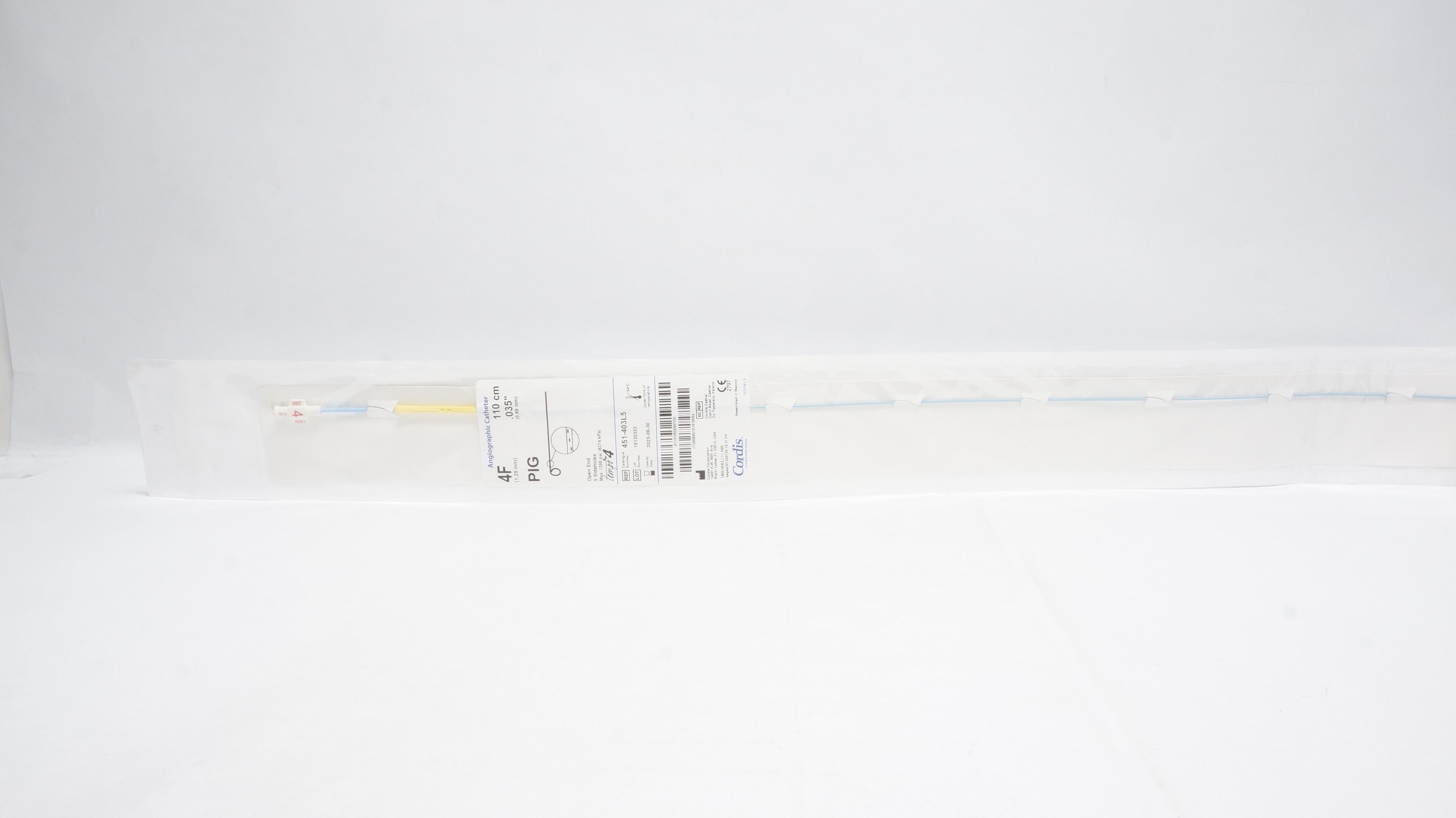 Cordis 451-403L5 Pig Tempo 4 Angiographic Catheter 4F x 110cm x .035in (x)