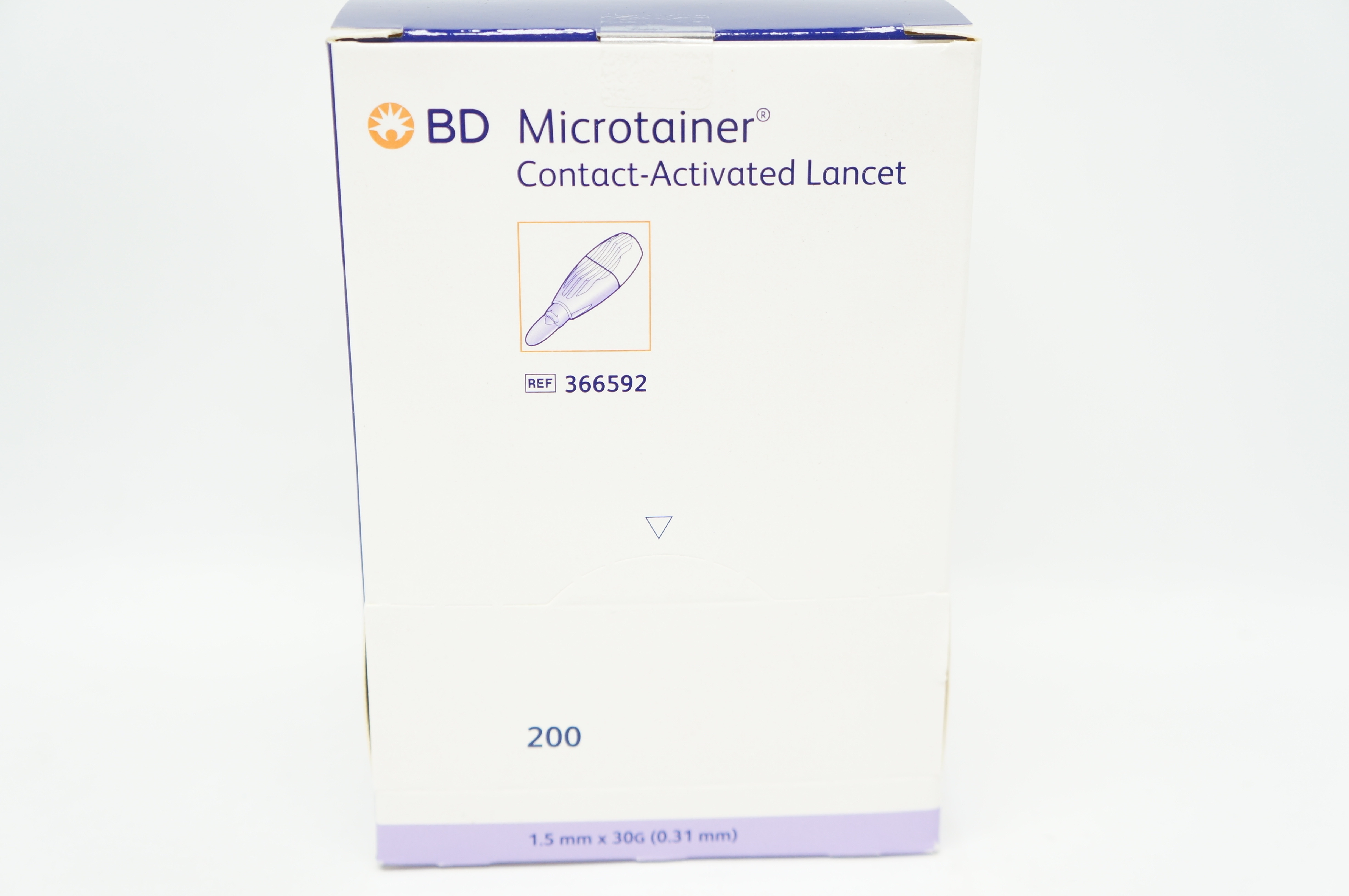 BD 366592 Microtainer Contact-Activated Lancet 1.5mm x 30G - Box of 200