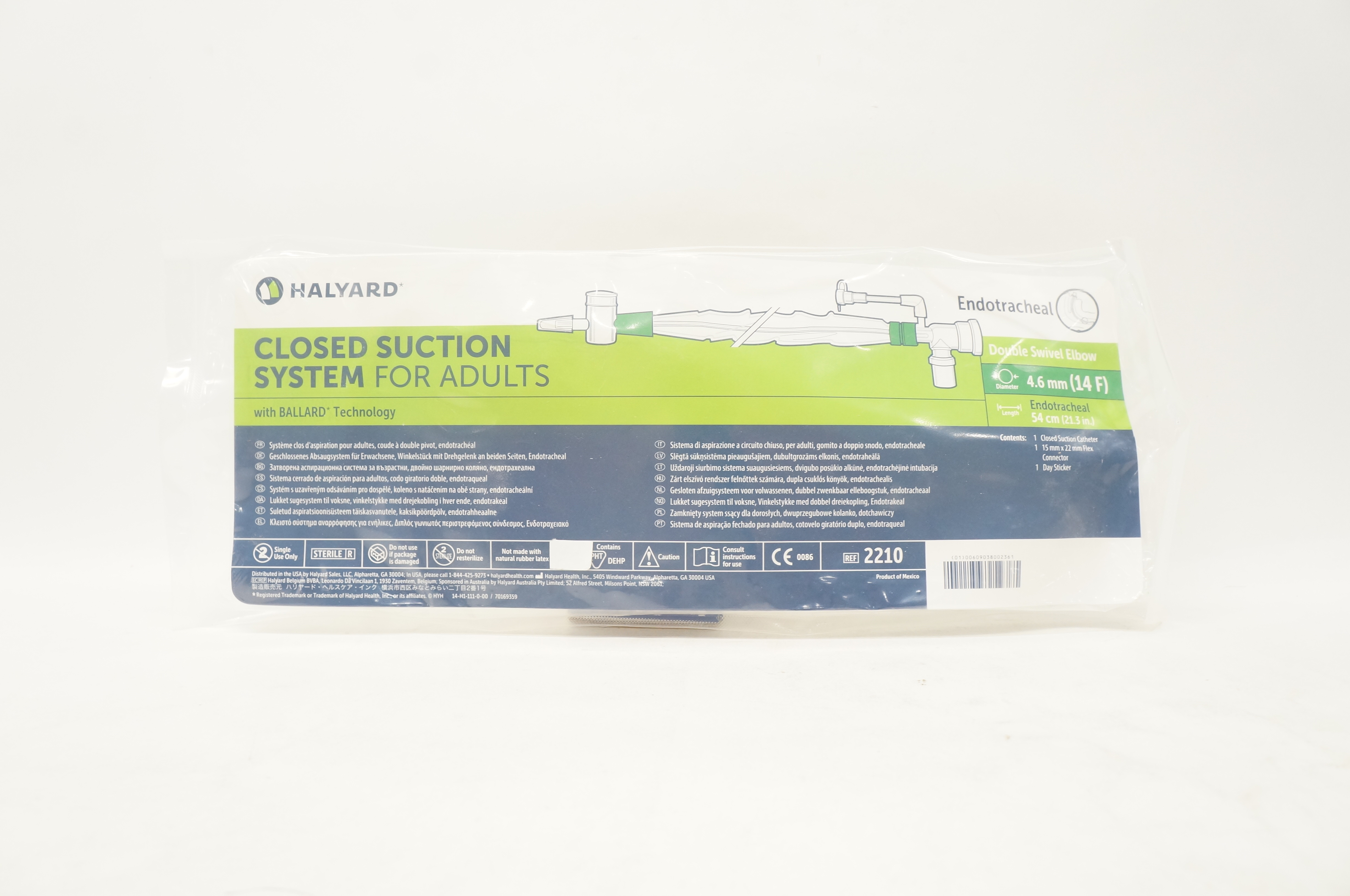Halyard 2210 Closed Suction System for Adults 14F x 54cm