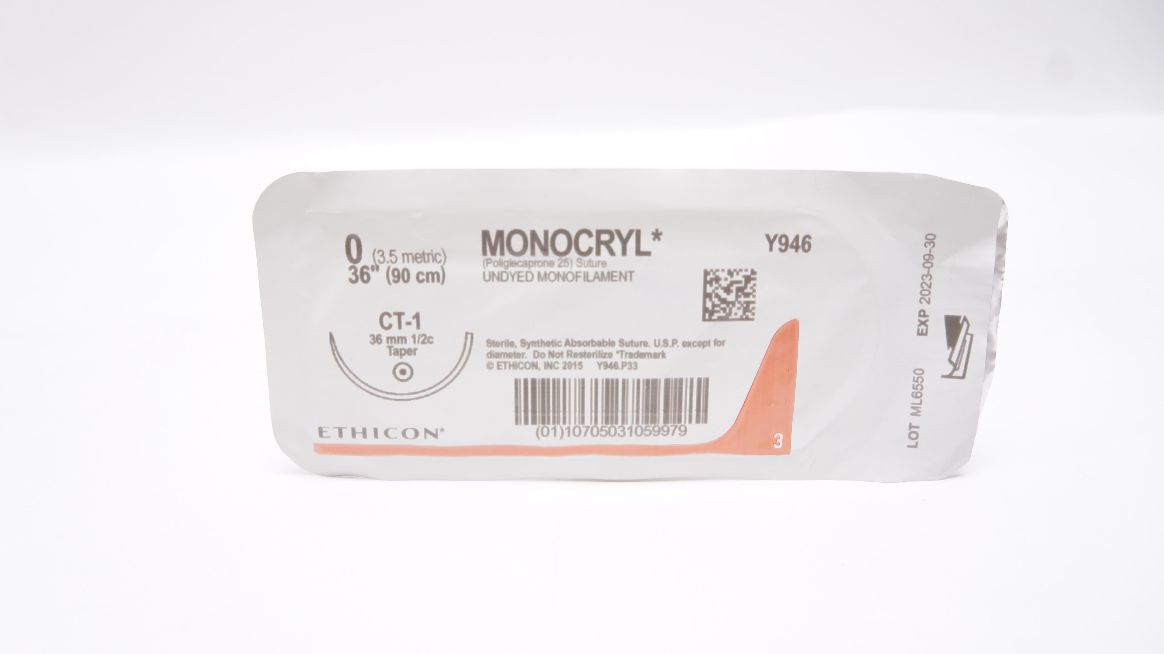Ethicon Y946 0 MONOCRYL Poliglecaprone Stre CT-1, 36mm 1/2c Taper, 36inch