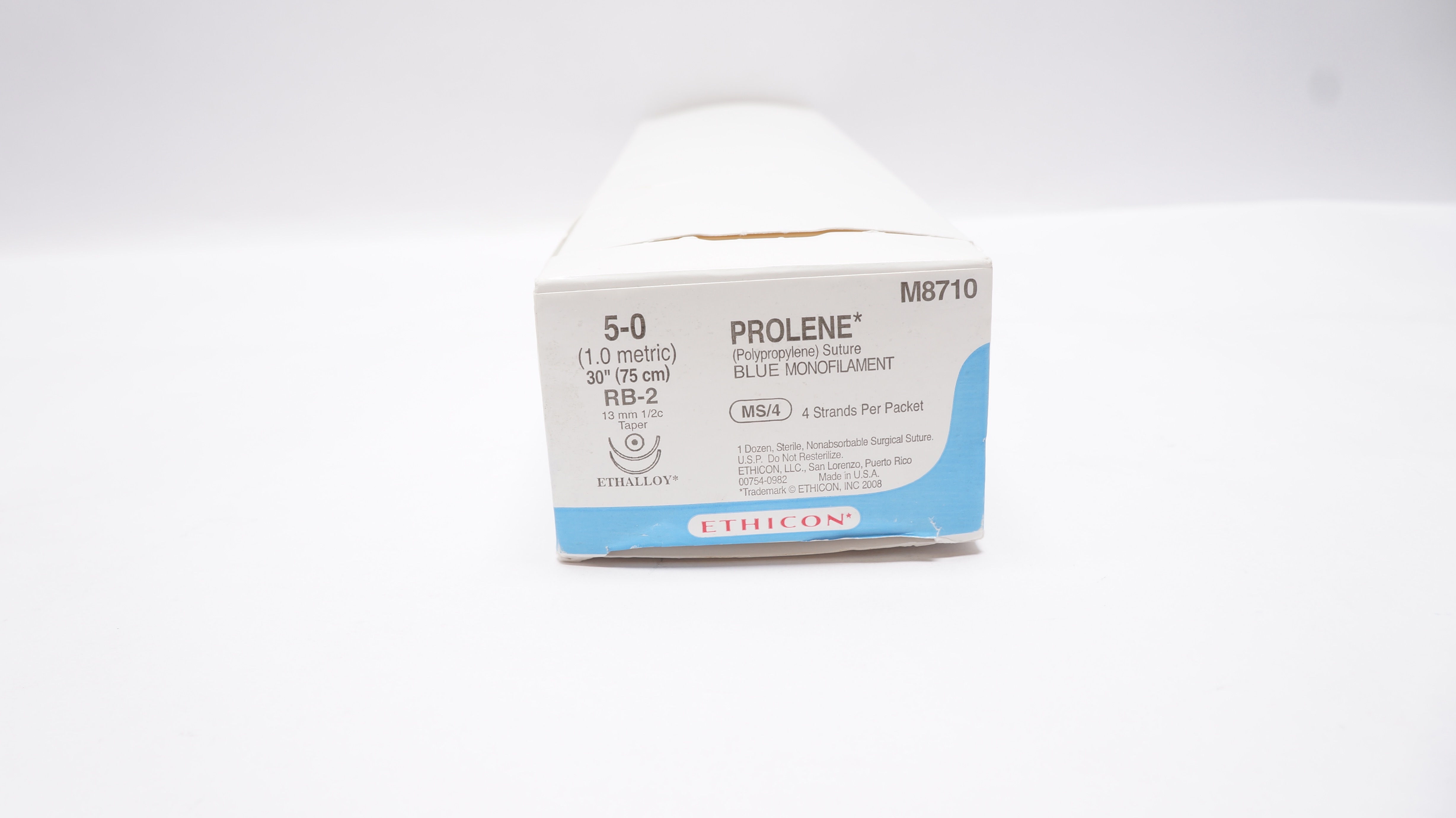Ethicon M8710 5-0 Prolene Stre RB-2 13mm 1/2c Taper 30inch (x) - Box of 12