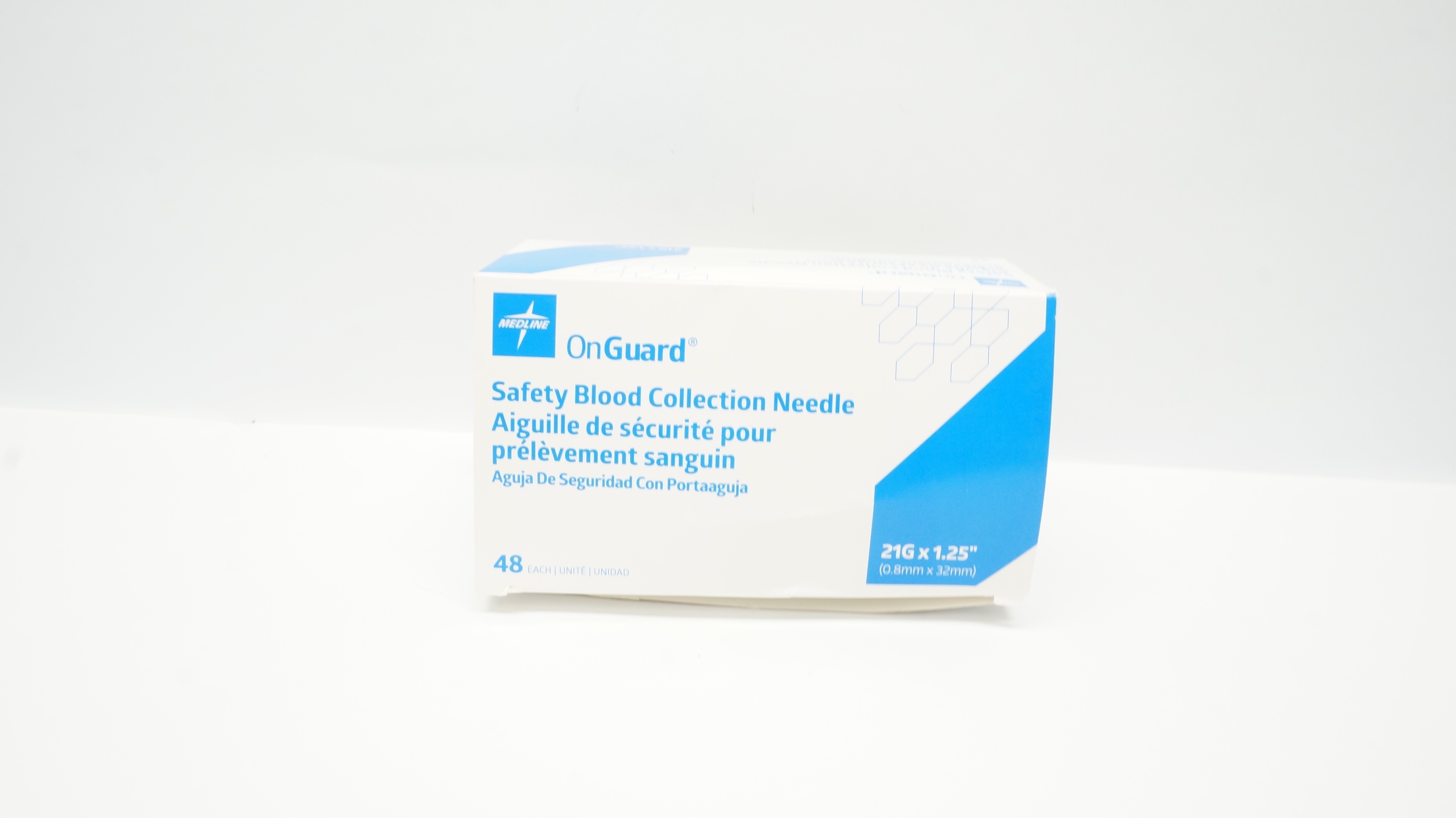 Medline DYNDSBCN21G On Guard Safety Blood Collection Ndles 21G x1.25in-Box of 48