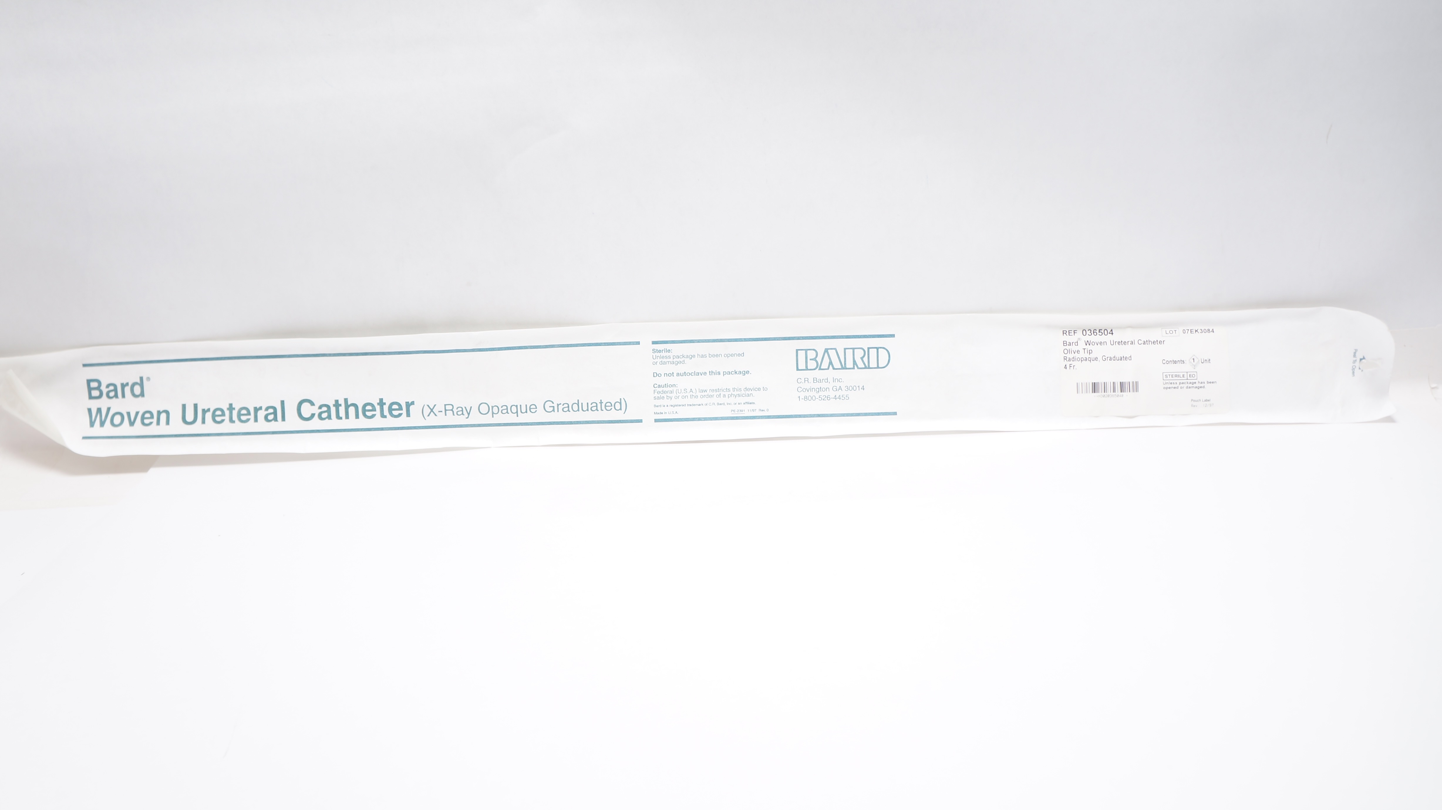 Bard 036504 Woven Ureteral Catheter Olive Tip Radiopaque Graduated 4Fr