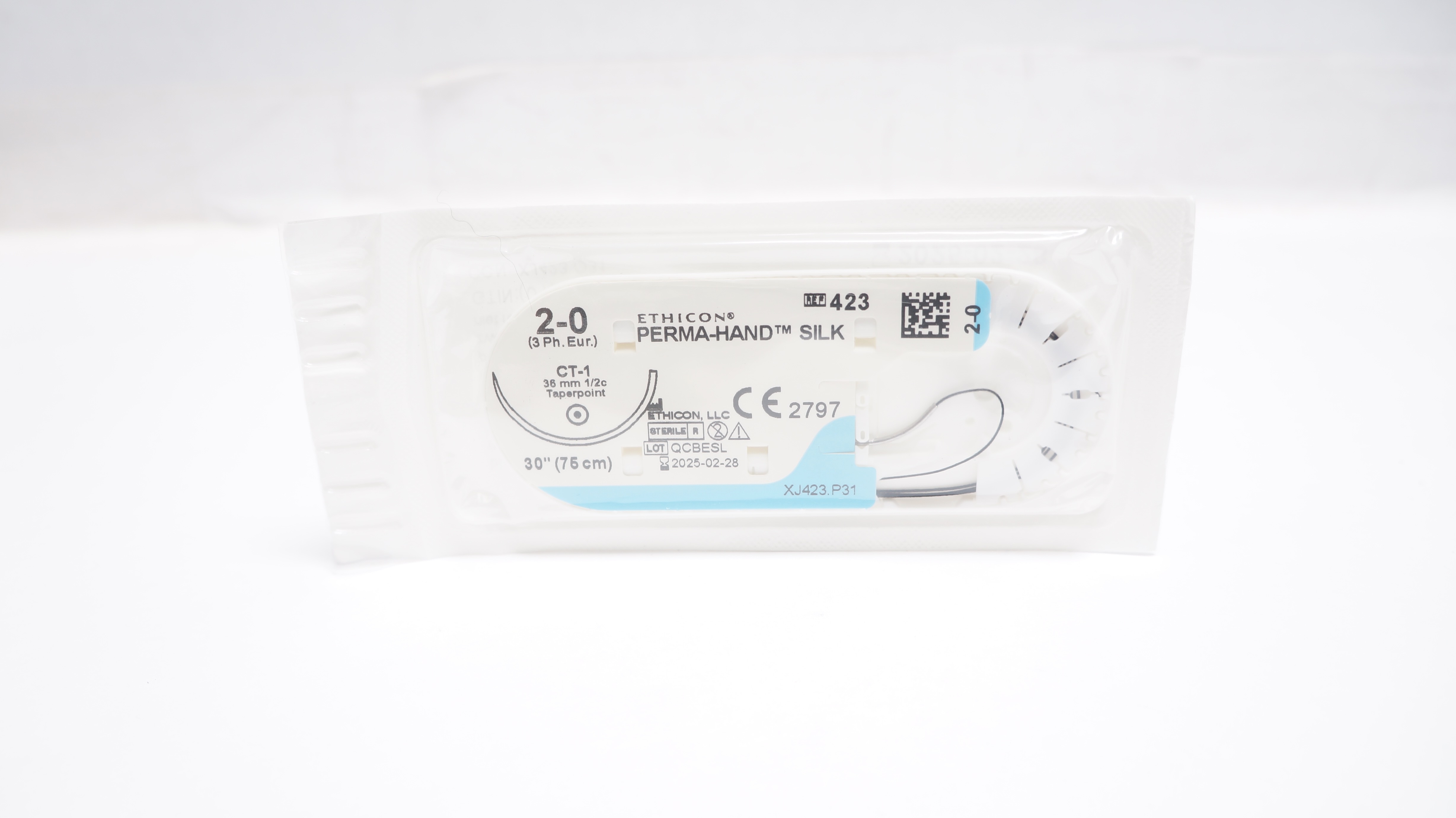 Ethicon 423 2-0 PERMA-HAND SILK Stre CT-1 36mm 1/2c Taperpoint, 30inch
