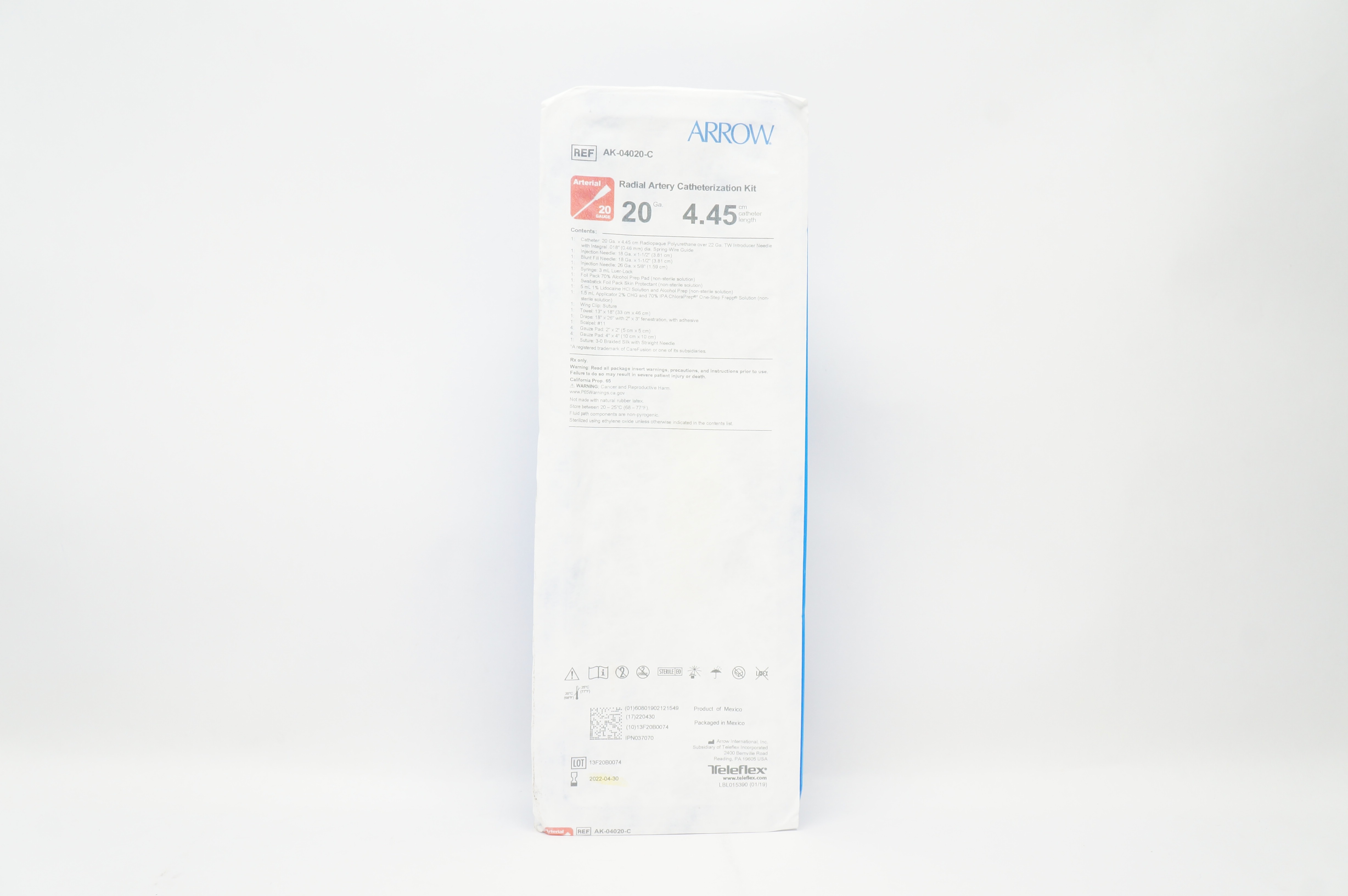 Arrow AK-04020-C Radial Artery Catheterization Kit 20Ga x 4.45cm (x)
