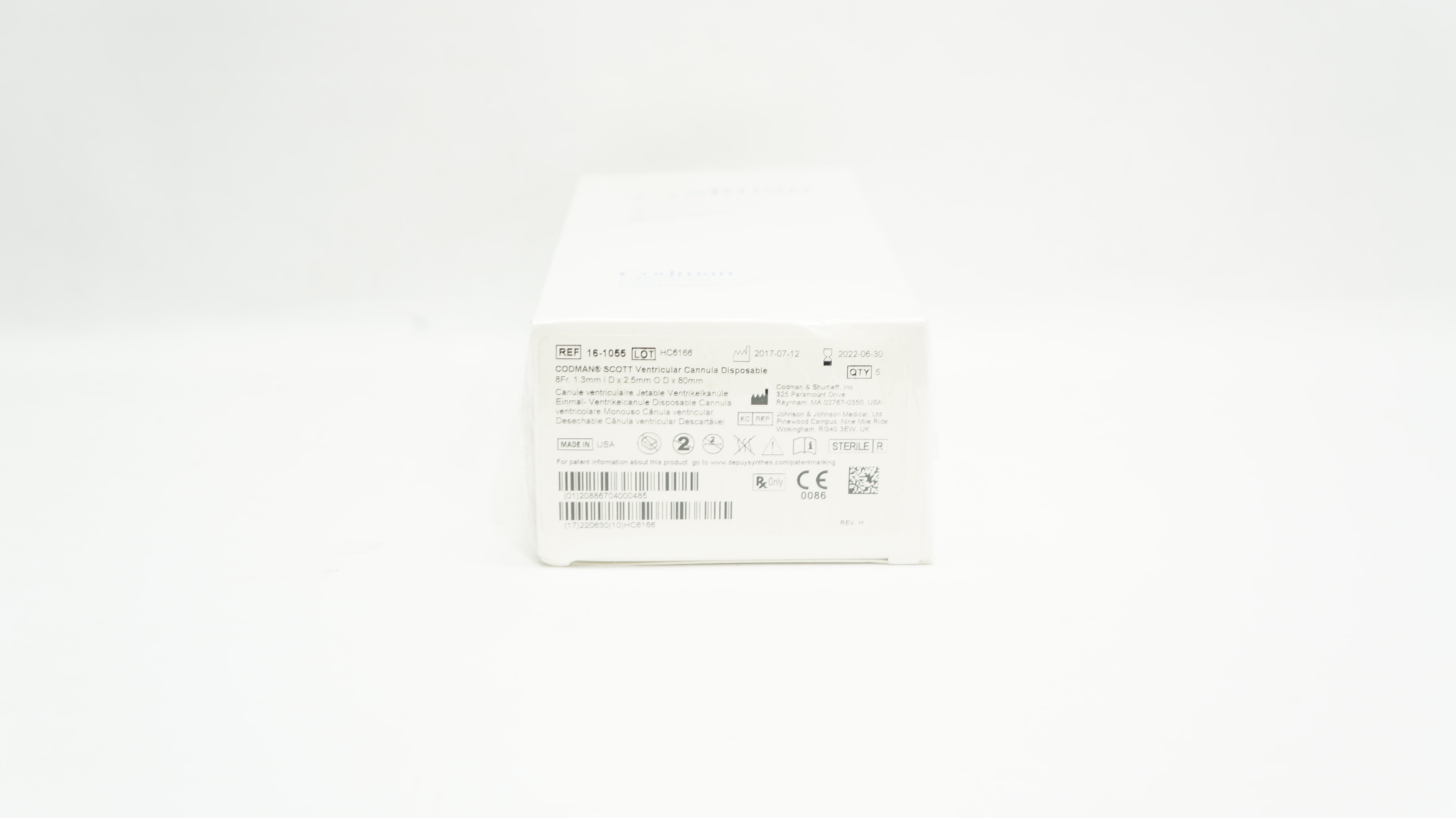 Codman 16-1055 Scott Disposable Ventricular Cannula 8Fr 1.3ID x 2.5OD x 80mm (x)