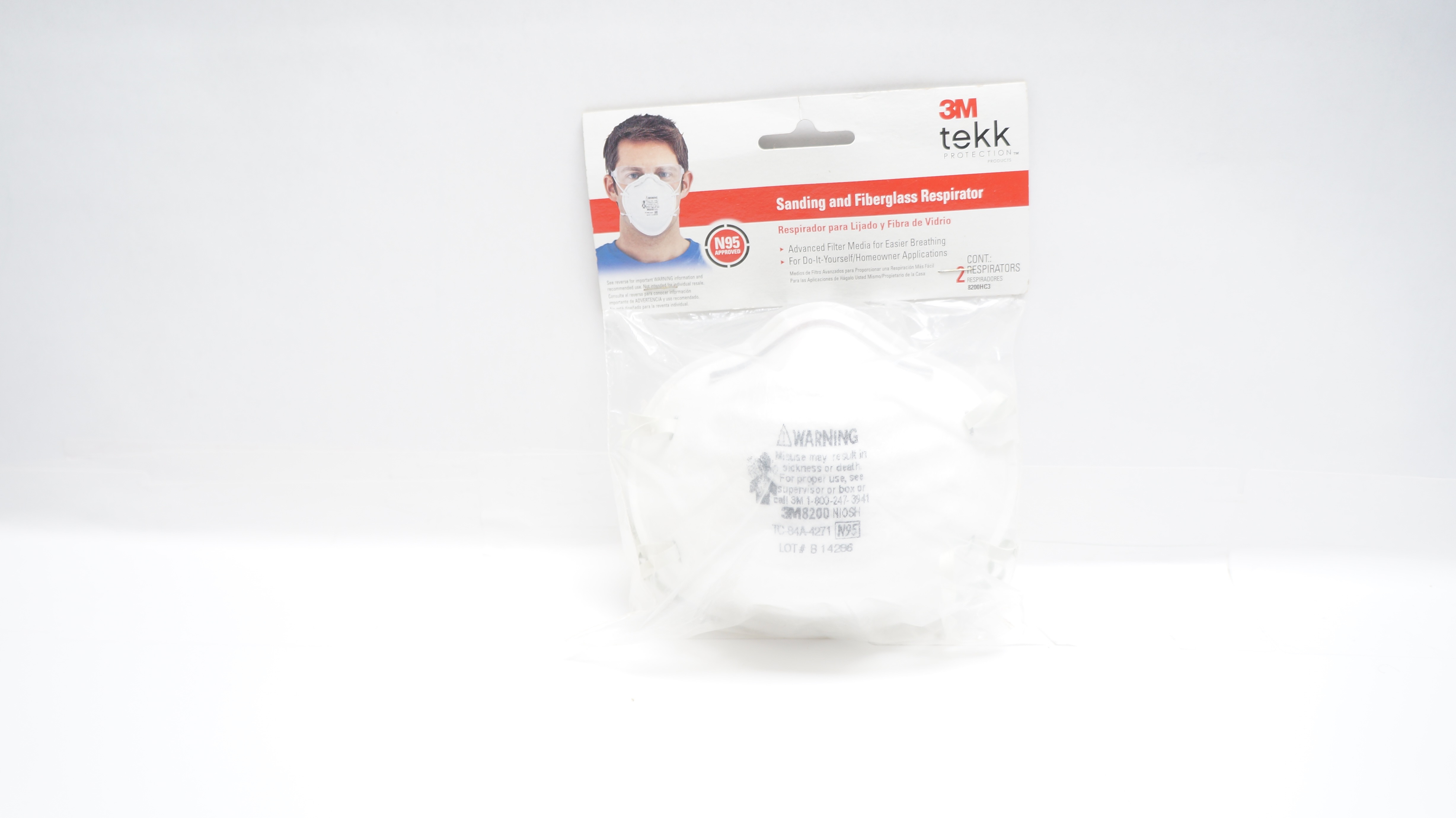 3M 8200 Tekk Sanding and Fiberglass Respirator (x) - Pack of 2