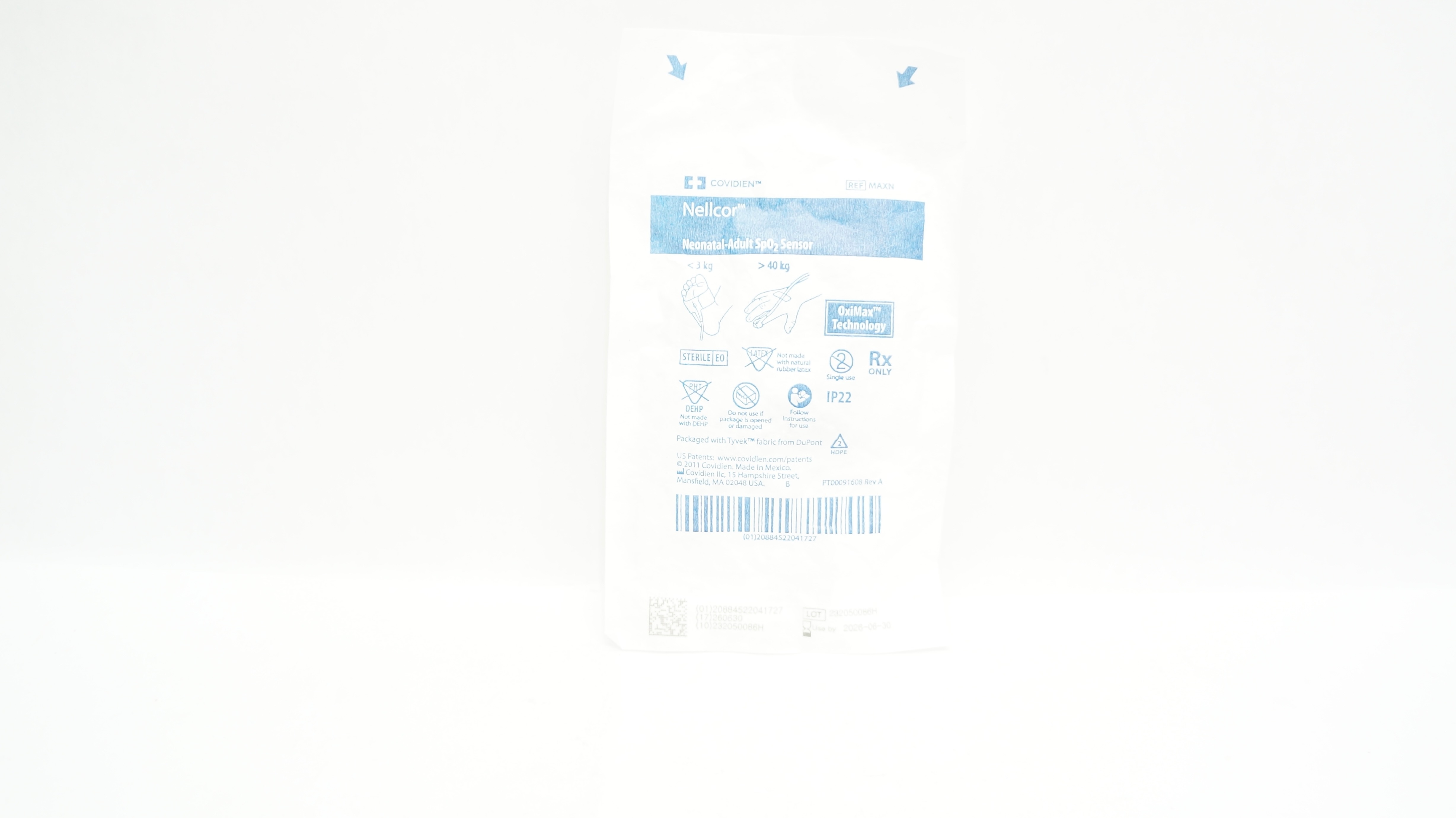 Covidien MAXN Nellcor Neonatal-Adult SpO2 Sensor OxiMax Technology < 3 kg >40 kg