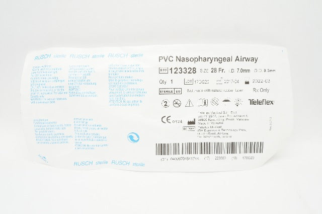 Teleflex 123328 Rusch PVC Nasopharyngeal Airway 28Fr x ID 7.0mm OD 9.3mm (x)