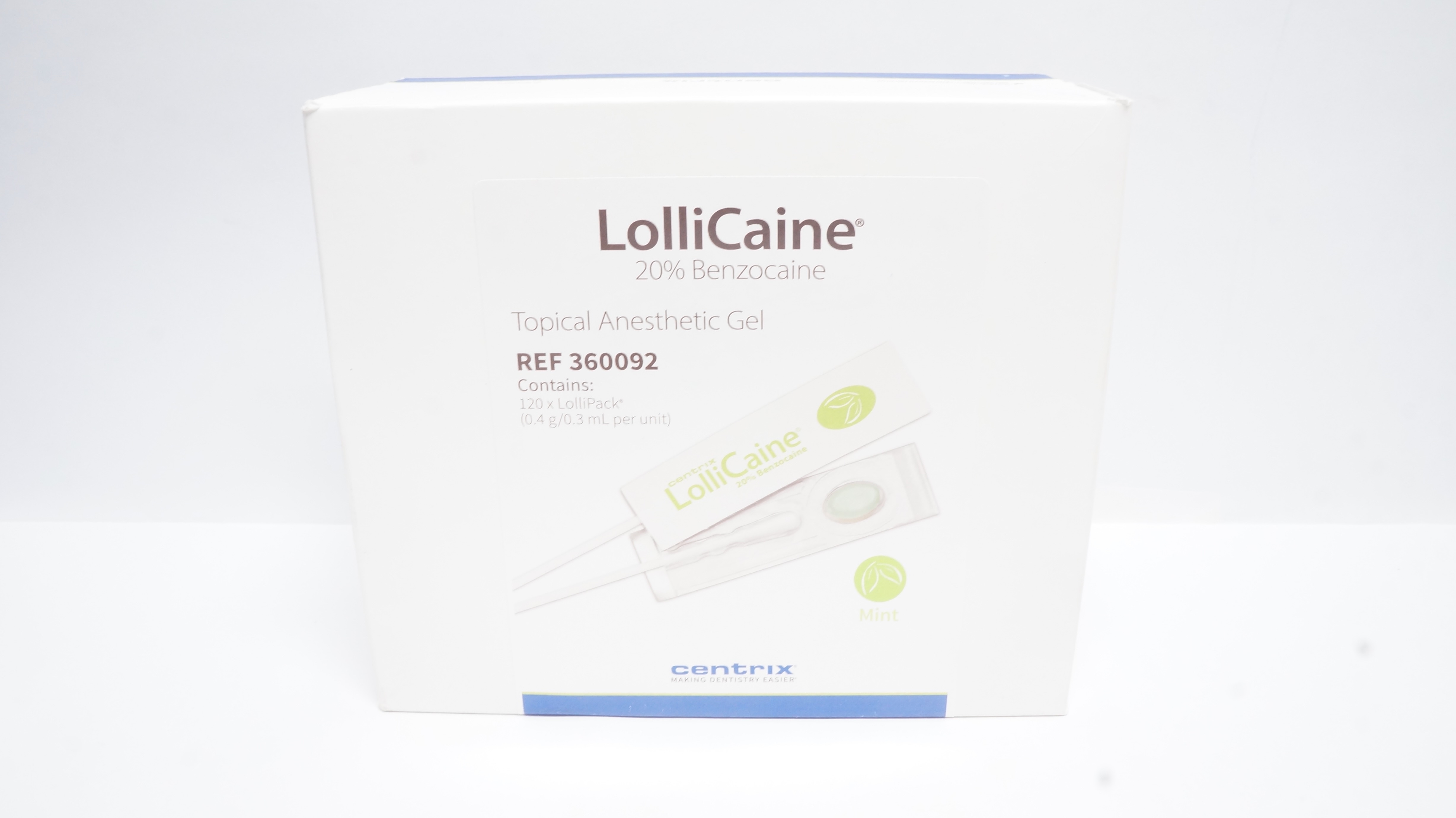 Centrix 360092 Lollicaine Topical Anesthetic Gel Mint - Box of 16 (x)
