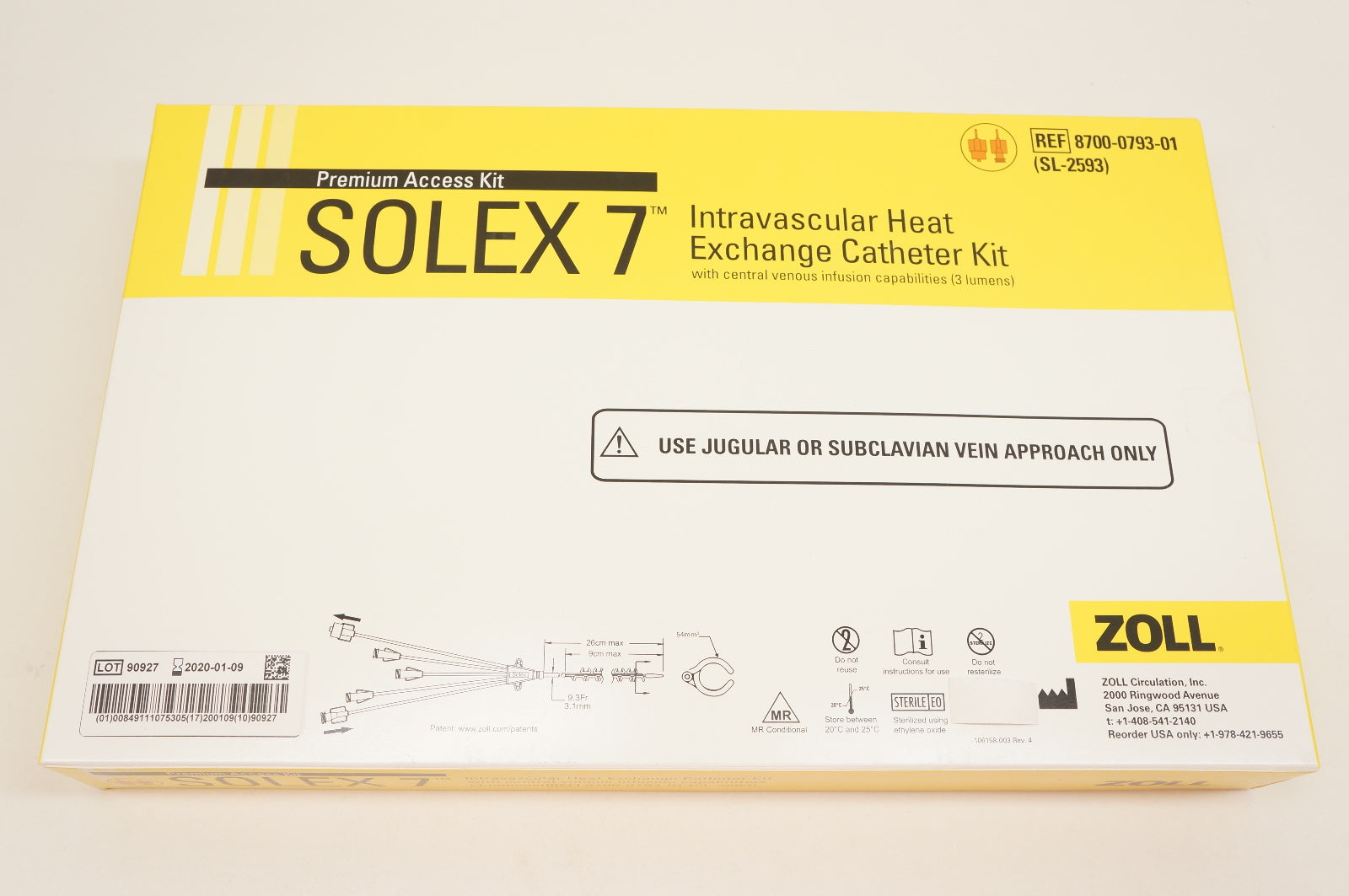 ZOLL 8700-0793-01 SOLEX 7, Intravacular Heat Exchange Cath. Kit (x)