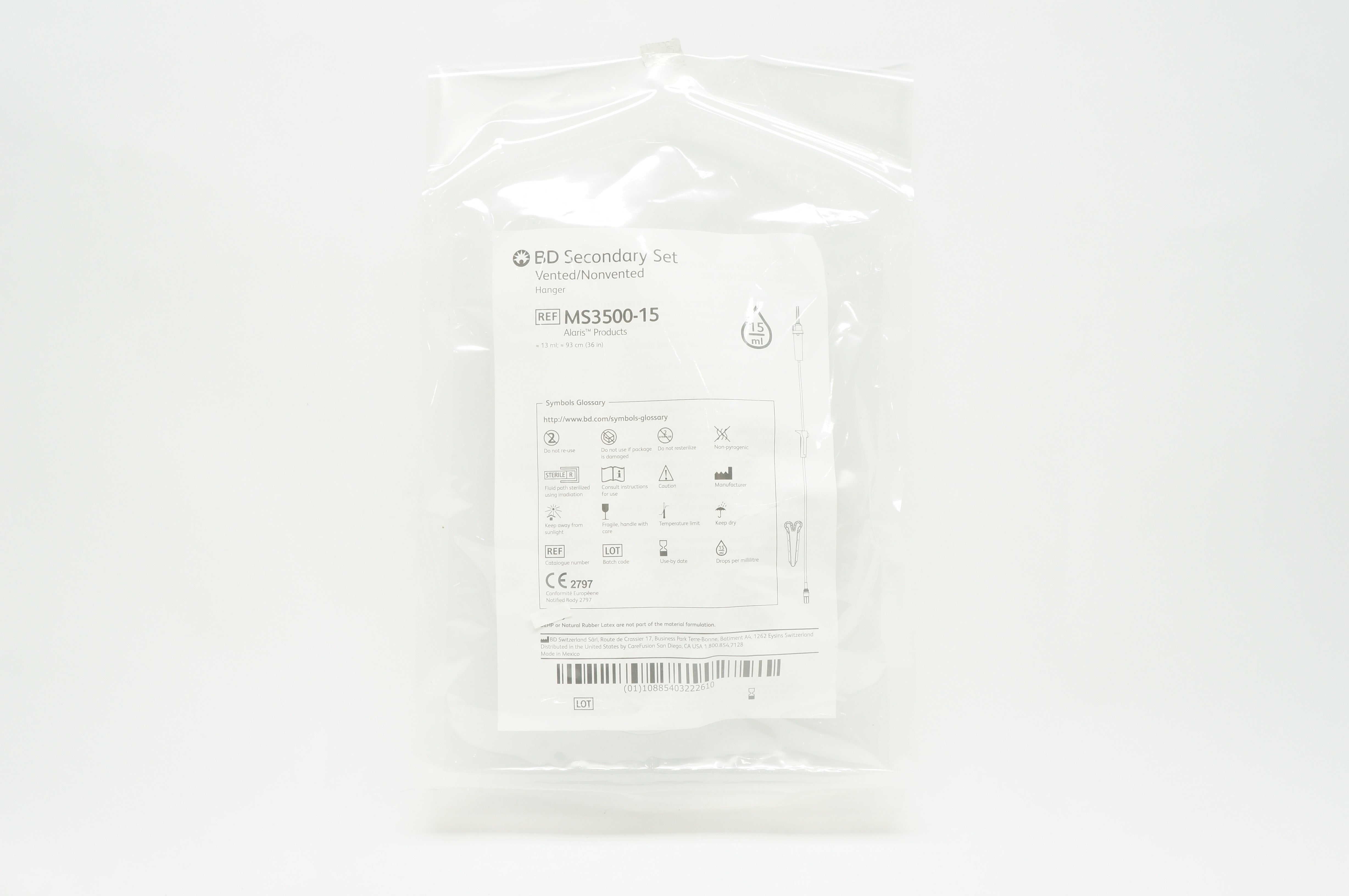 BD  MS3500-15 Alaris Products Secondary Set, 15ml