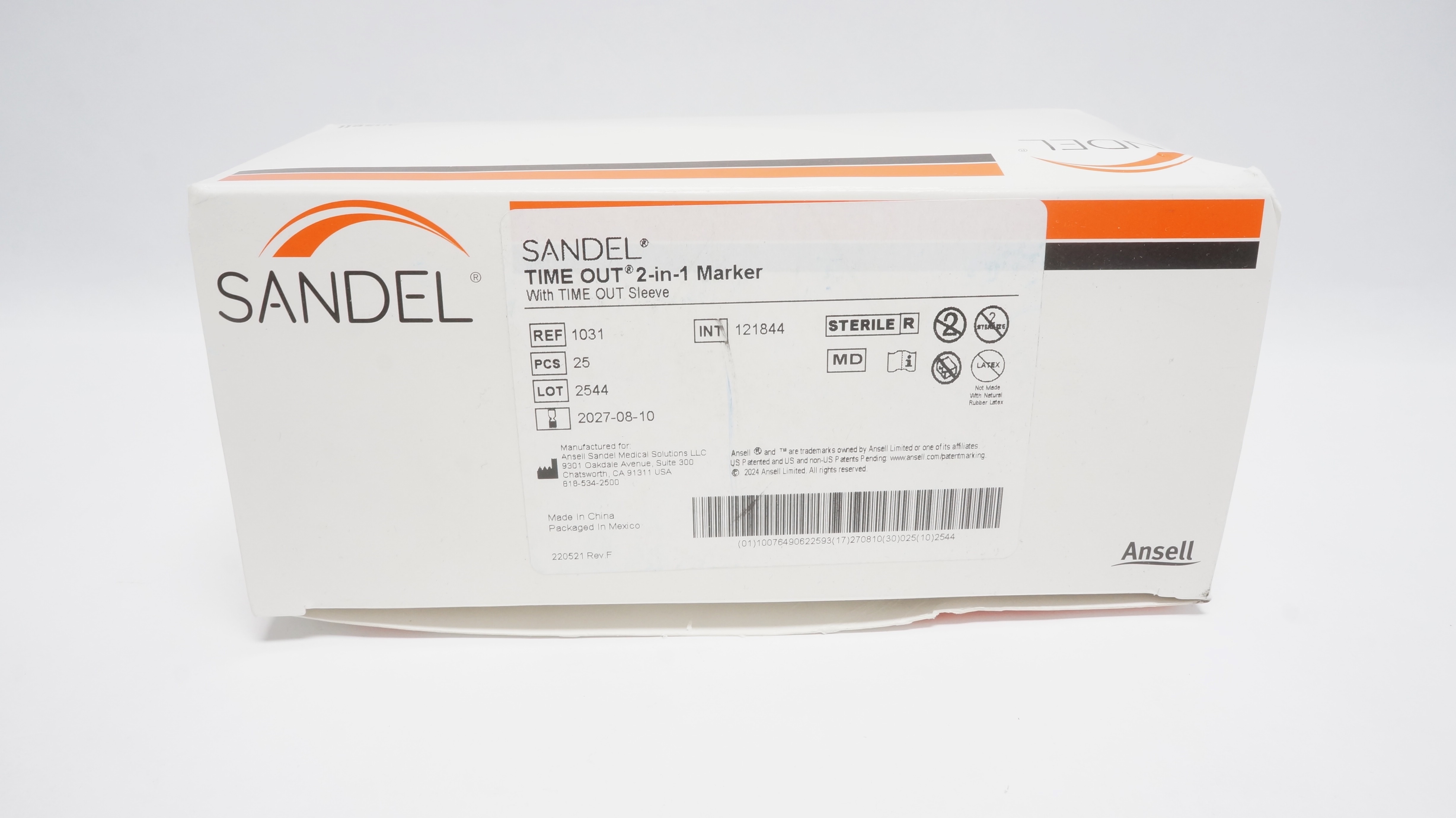 Ansell 1031 Sandel Time Out 2-in-1 Marker W/Sleeve - Box of 25
