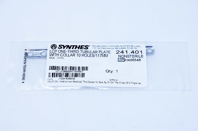 Synthes 241.401 LCP One-Third Tubular Plate With Collar 10 Holes/117mm