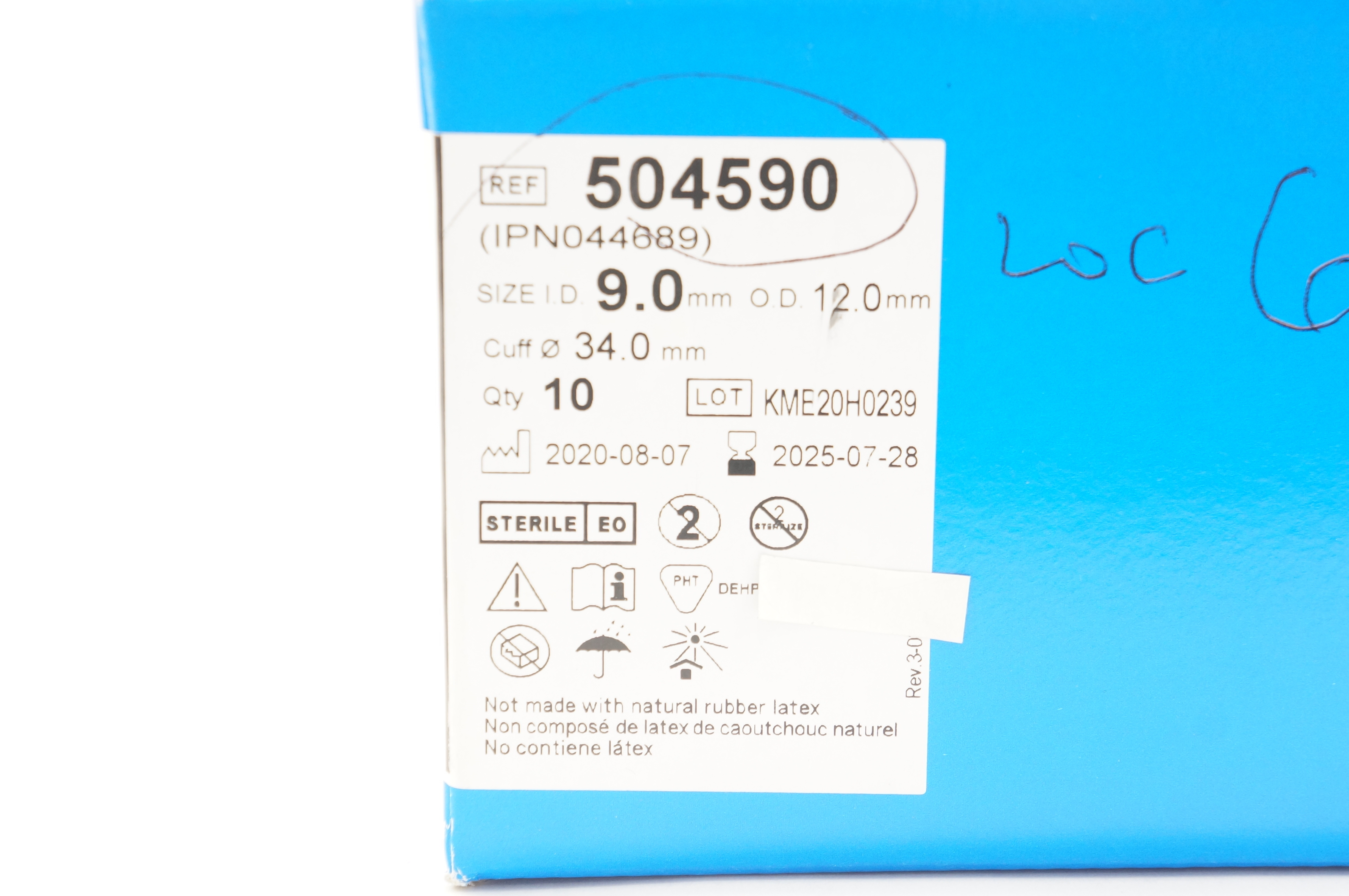 Teleflex 504590 Cuffed Endotracheal Tube,Stylet Set 9 x 12 x 34.0mm - Box of 10