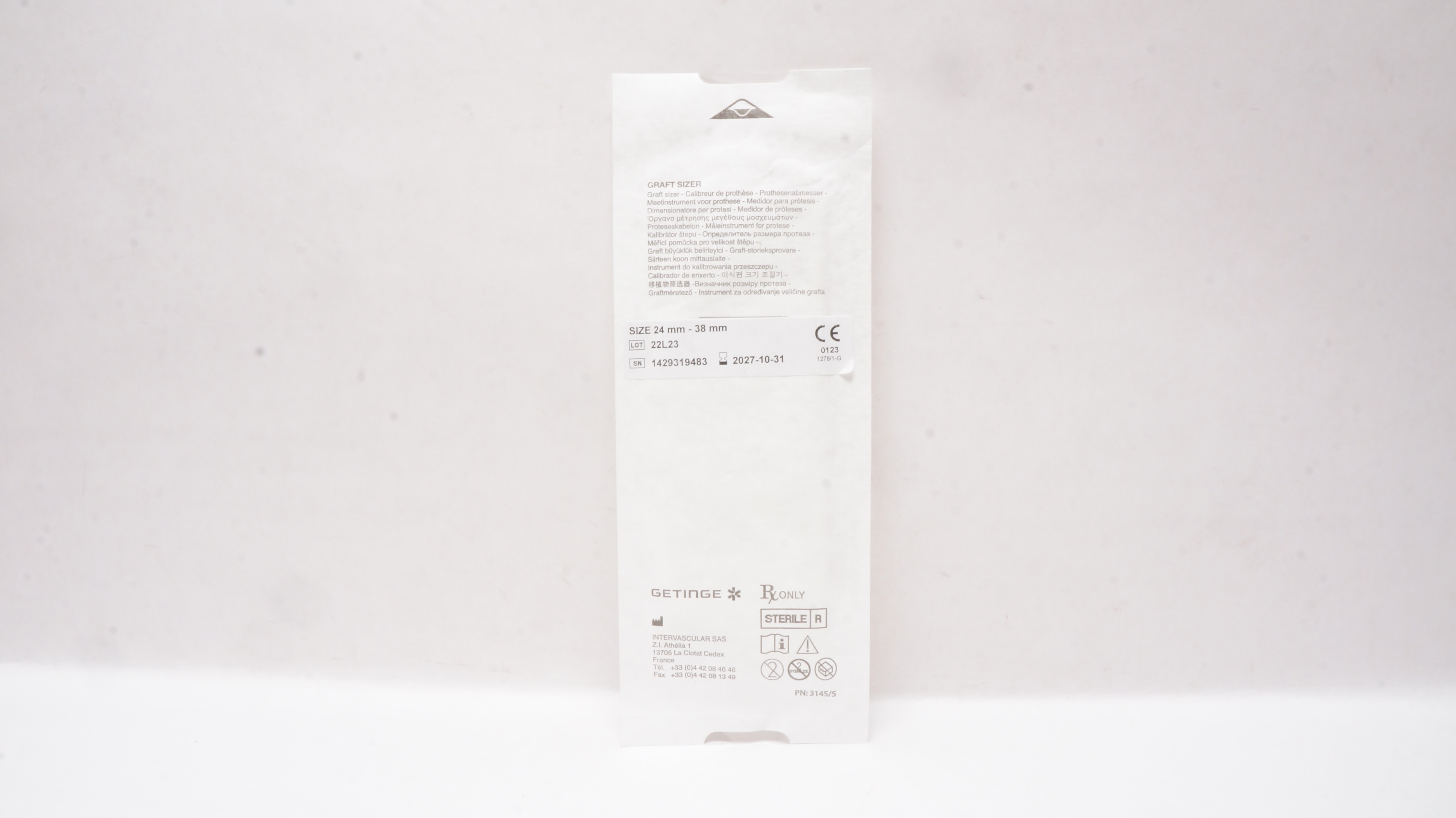 Intervascular SAS Getinge Graft Sizer 24mm - 38mm