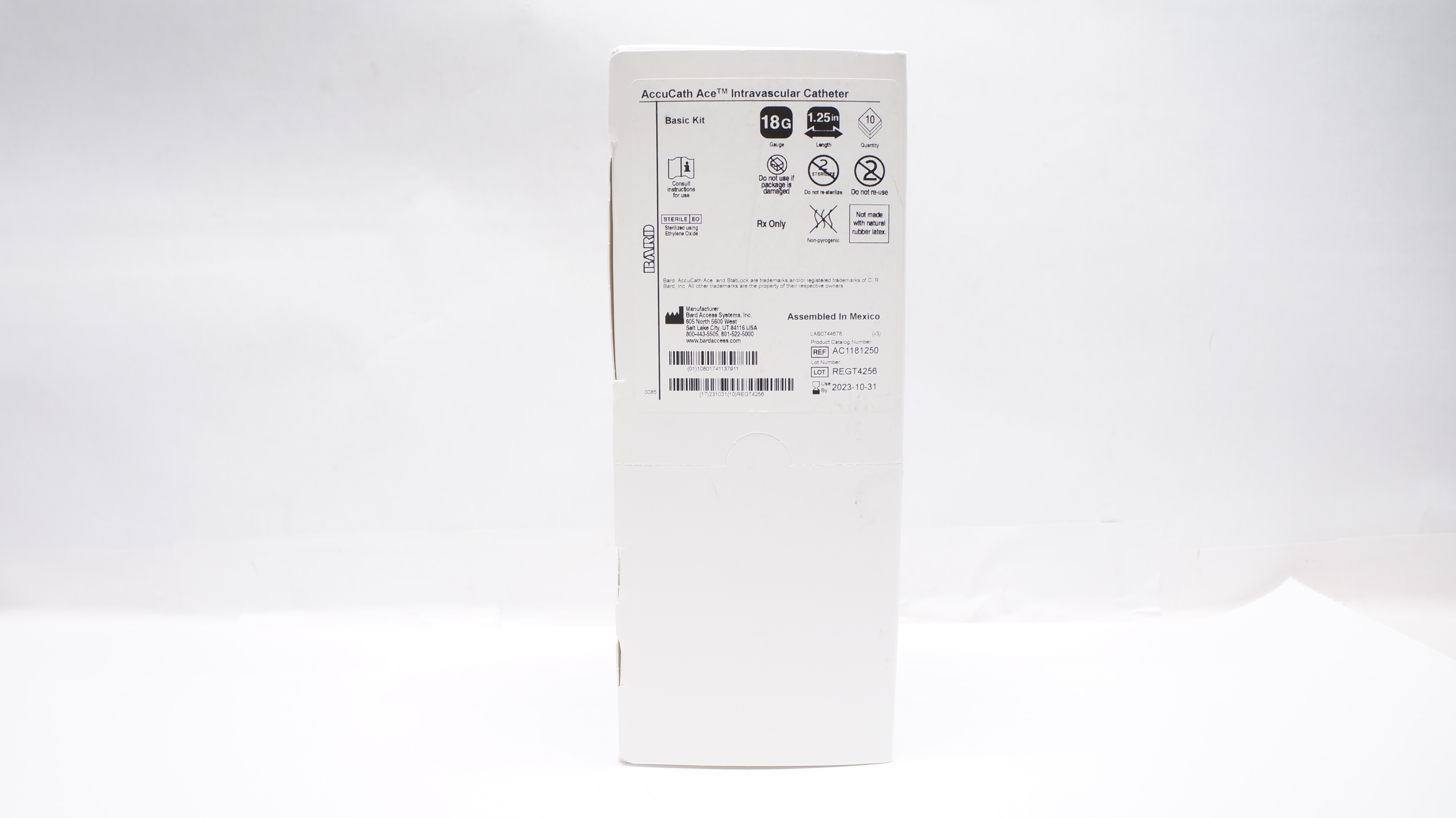Bard AC1181250 AccuCath Ace Intravascular Cath., Basic Kit, 18G (x)-Box of 10