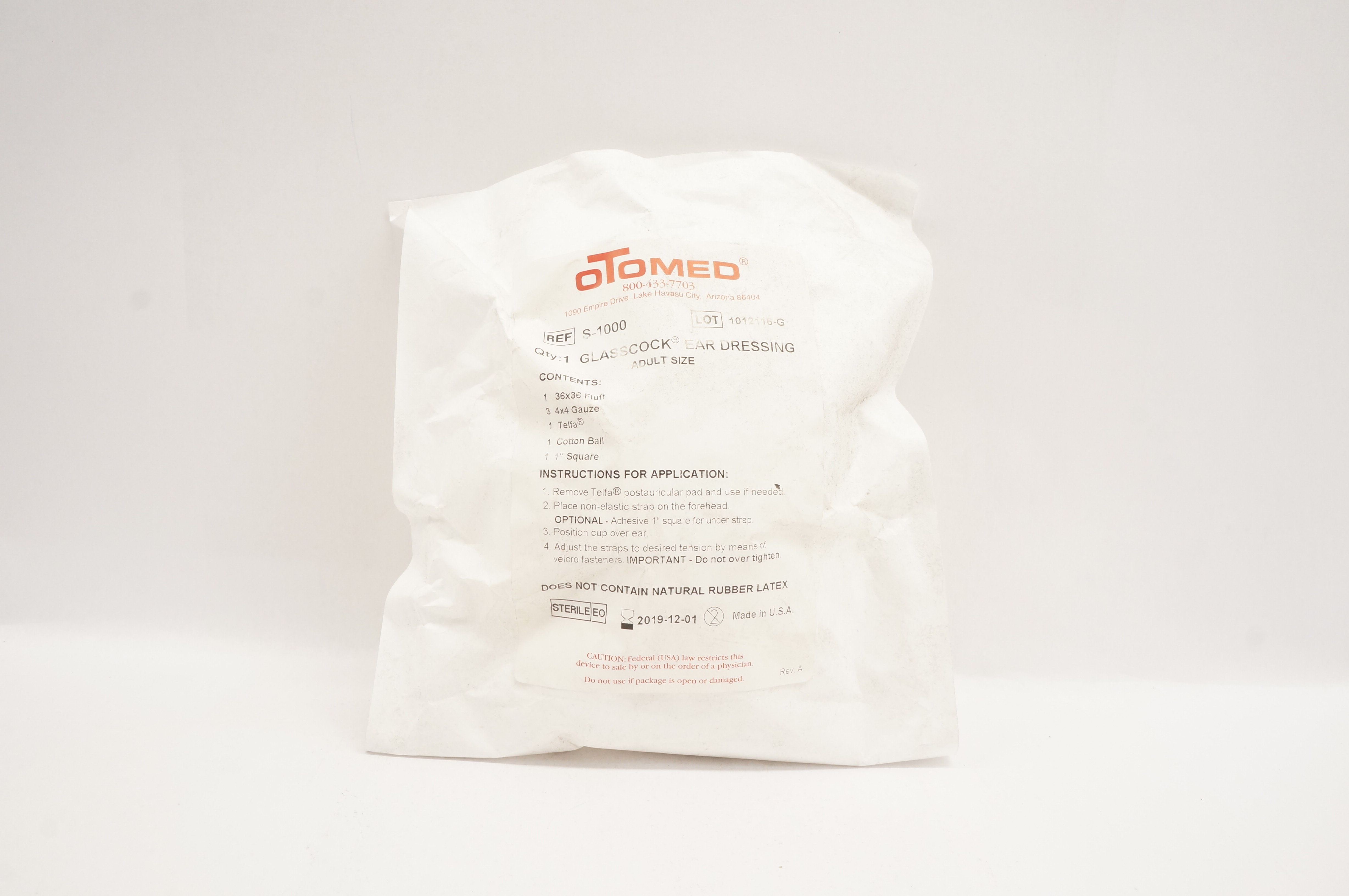 oTomed S-1000 Glasscock Ear Dressing, Adult Size (x)