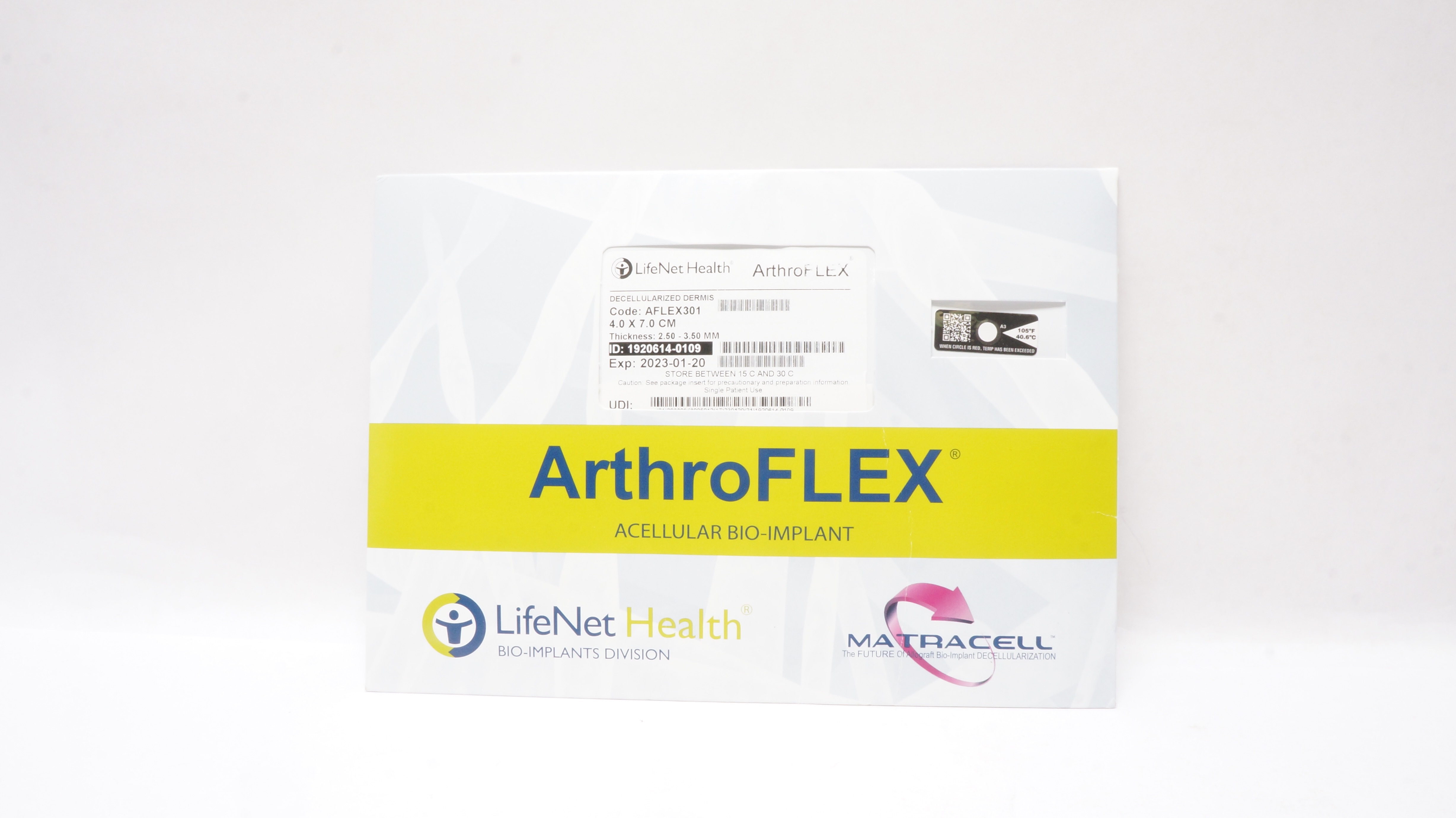 Matracell AFLEX301 LifeNet Health ArthroFlex Decellularized Dermis 4.0x7.0cm (x)