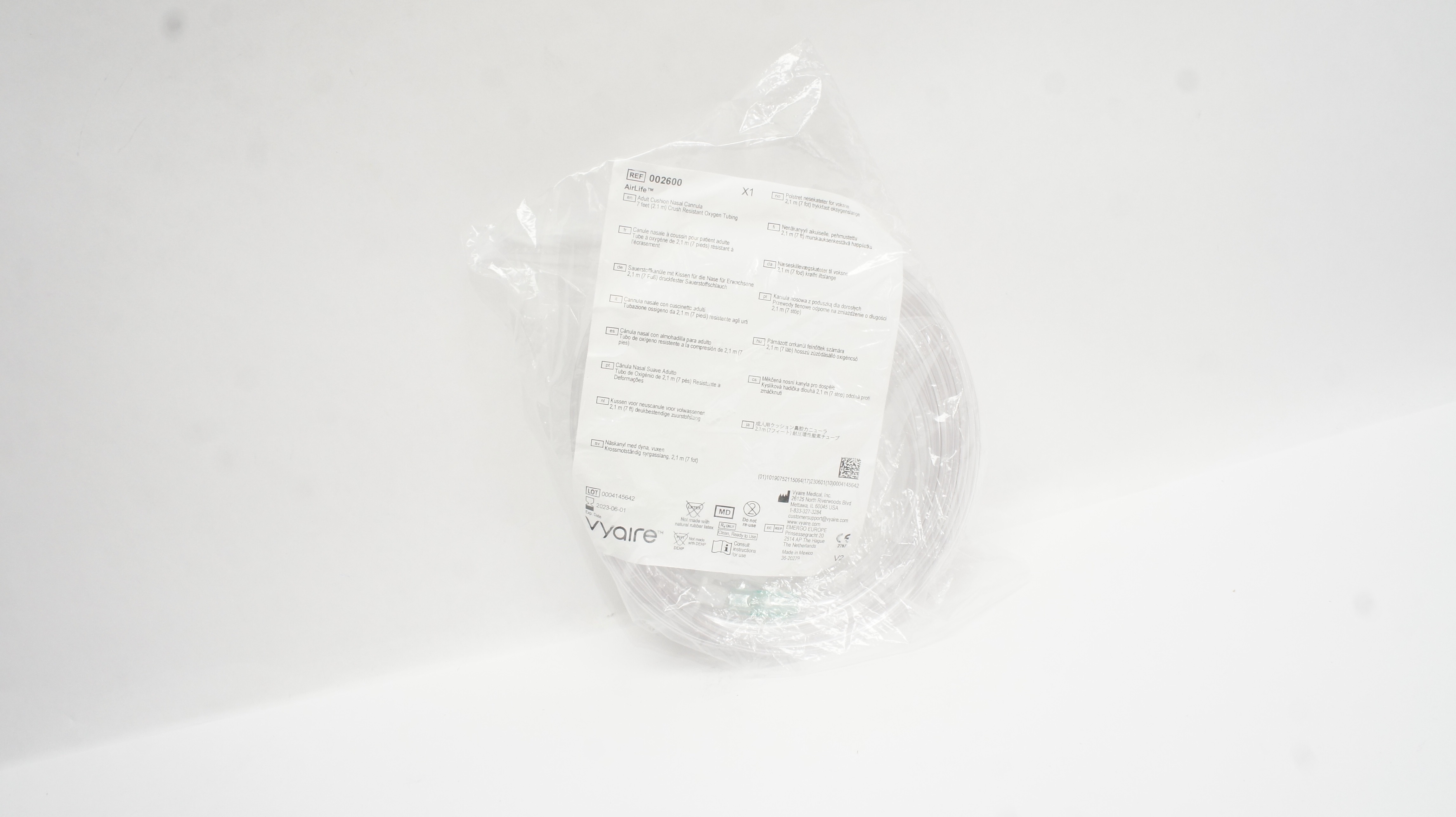 Vyaire 002600 AirLife Adult Cushion Nasal Cannula 7 feet (x)