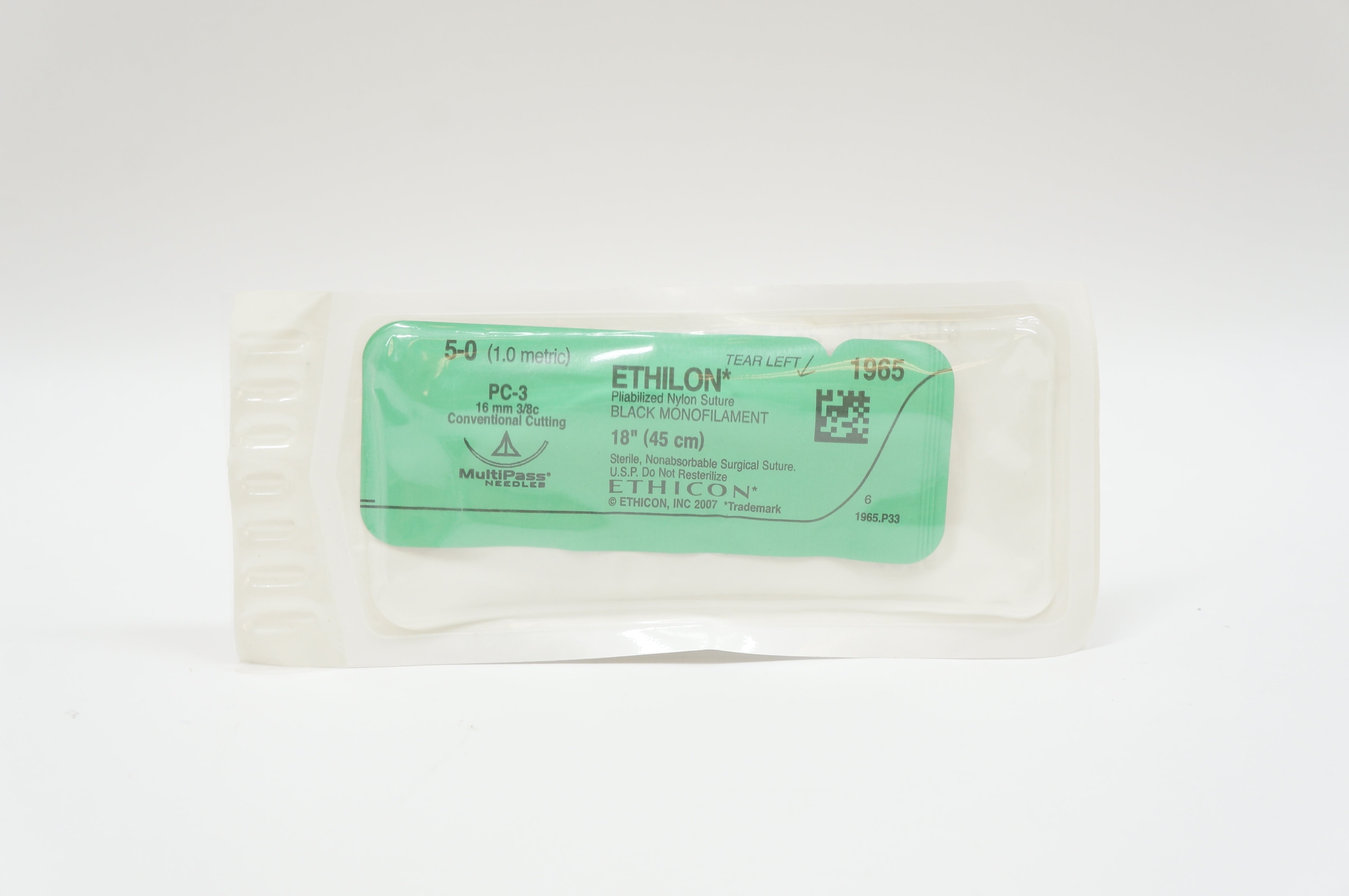 Ethicon 1965 5-0 ETHILON, PC-3, 16mm 3/8c Conventional Cutting, 18inch (x)
