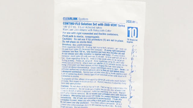 Baxter 2C8541S Clearlink CONTINU-FLO Solution Set w/Spike 105inch 10drops/ml,