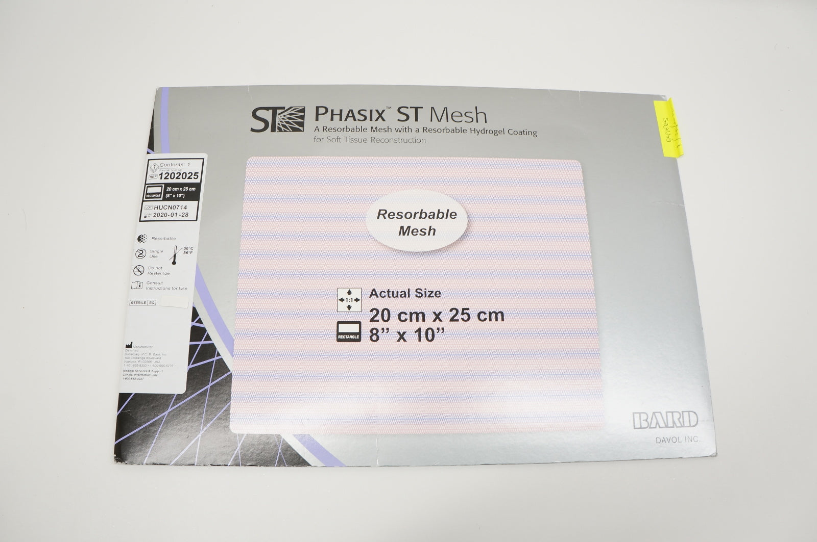 Bard 1202025 Phasix ST Mesh, Resorbable Mesh 8inch x 10inch (x)