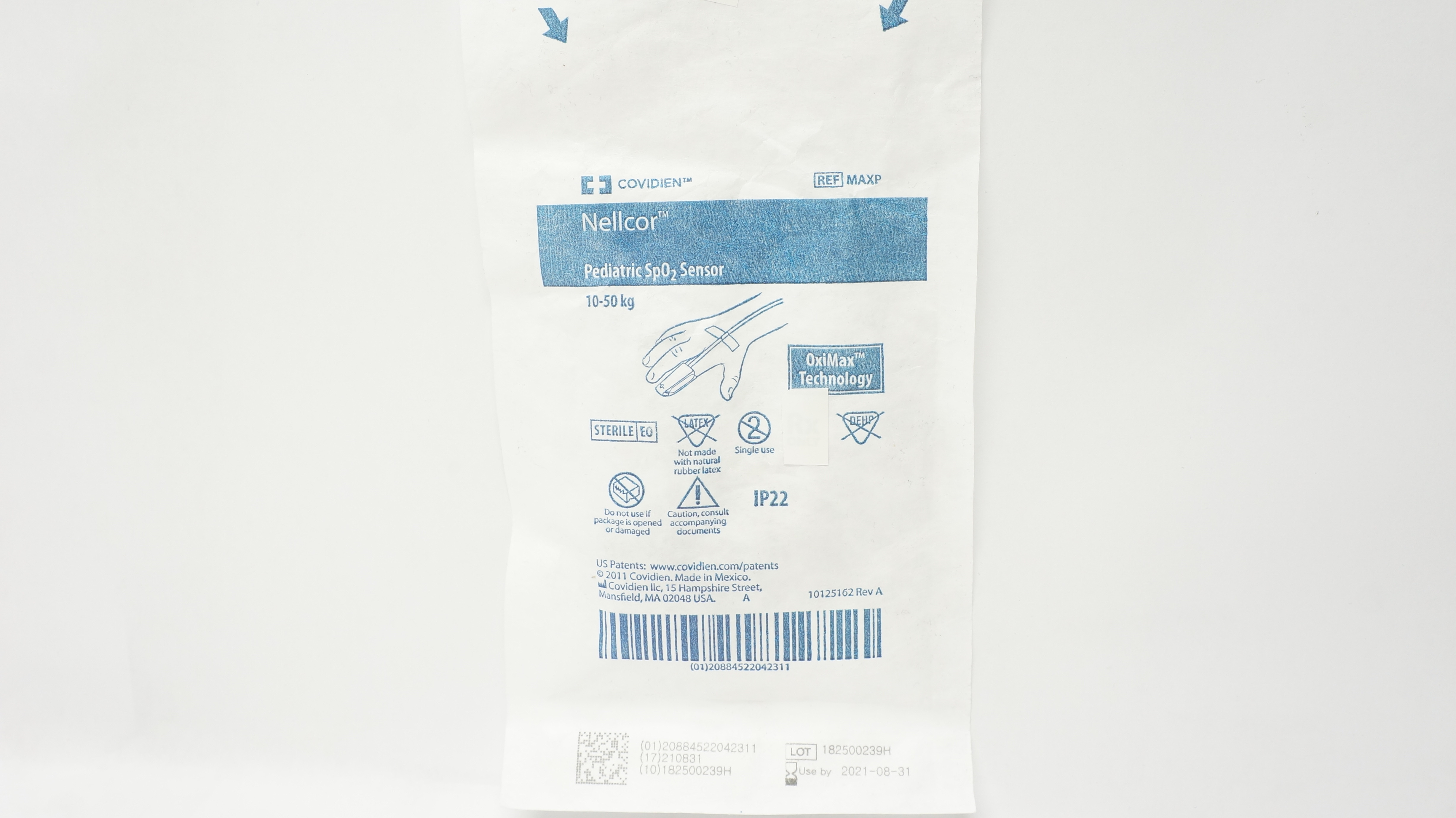 Covidien MAXP Nellcor Pediatric SpO2 Sensor OxiMax Technology 10-50kg (x)