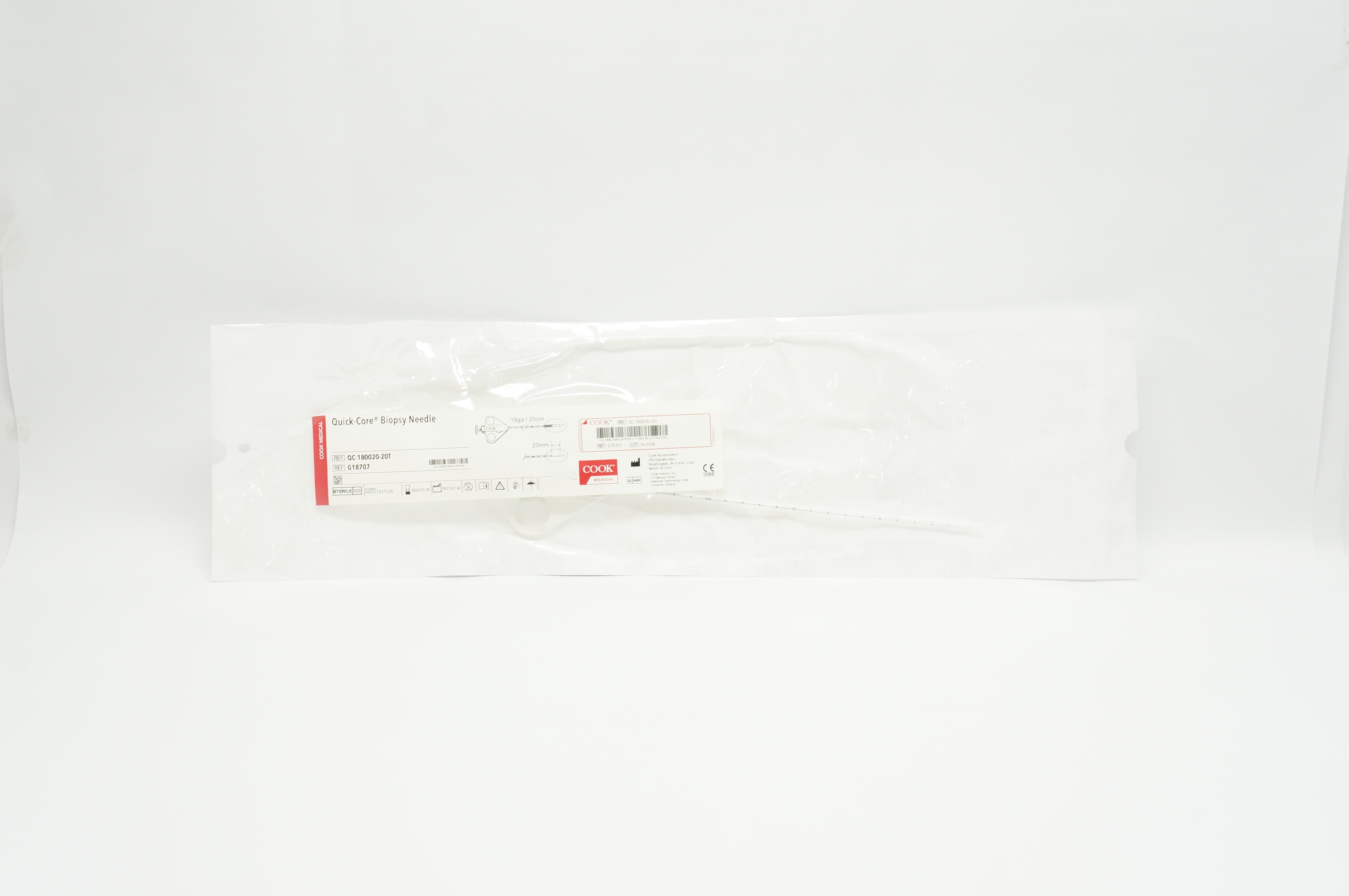 Cook Medical G18707 Quick-Core Biopsy Ndle. 18ga x 20mm x 20cm (x)