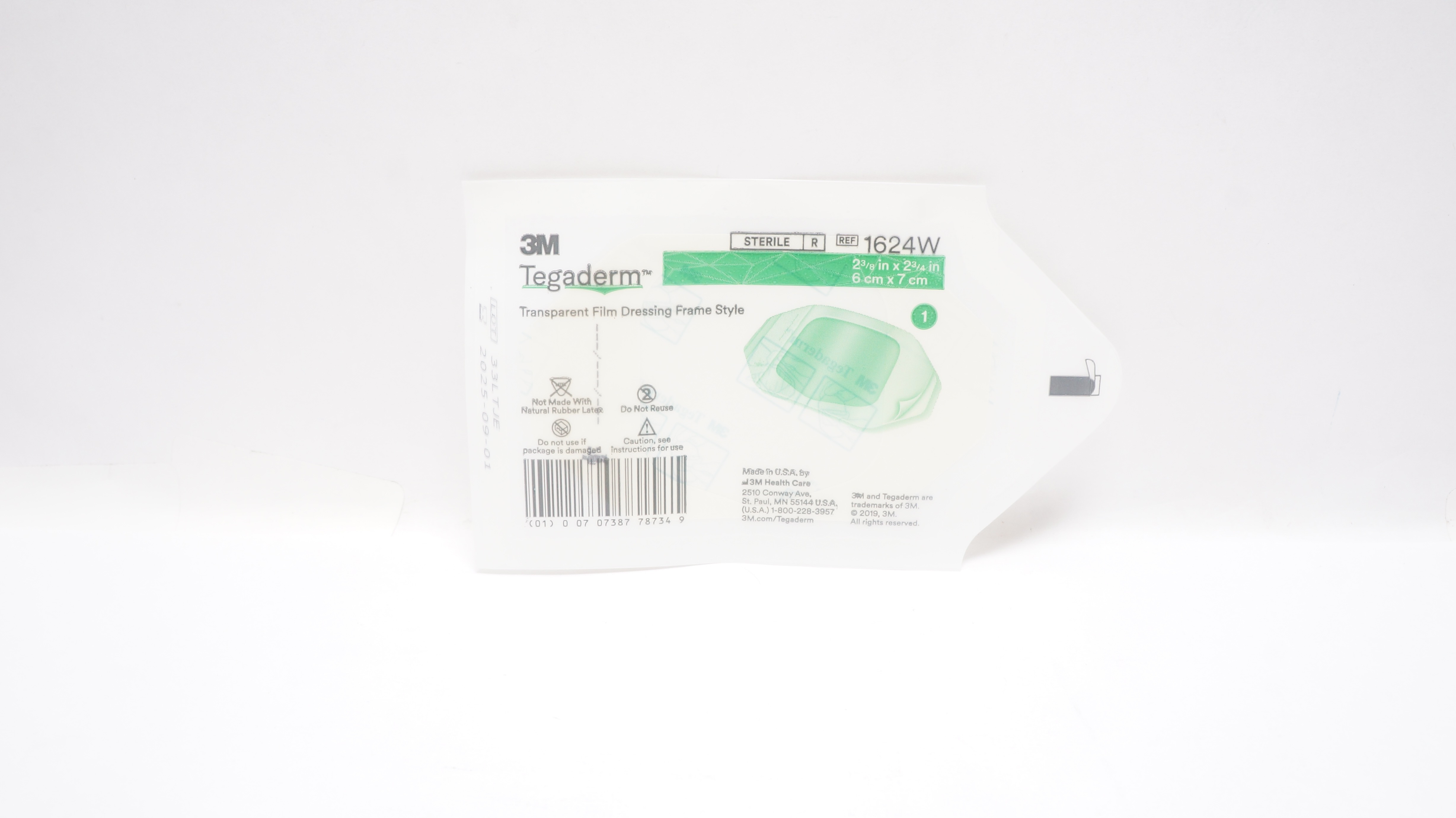 3M 1624W Tegaderm Transparent Film Dressing Frame Style 2-3/8inch x 2-3/4 inch