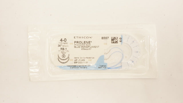 Ethicon 8557 4-0 PROLENE Polypropylene Stre RB-1, 17mm 1/2c Taper, 36inch (x)
