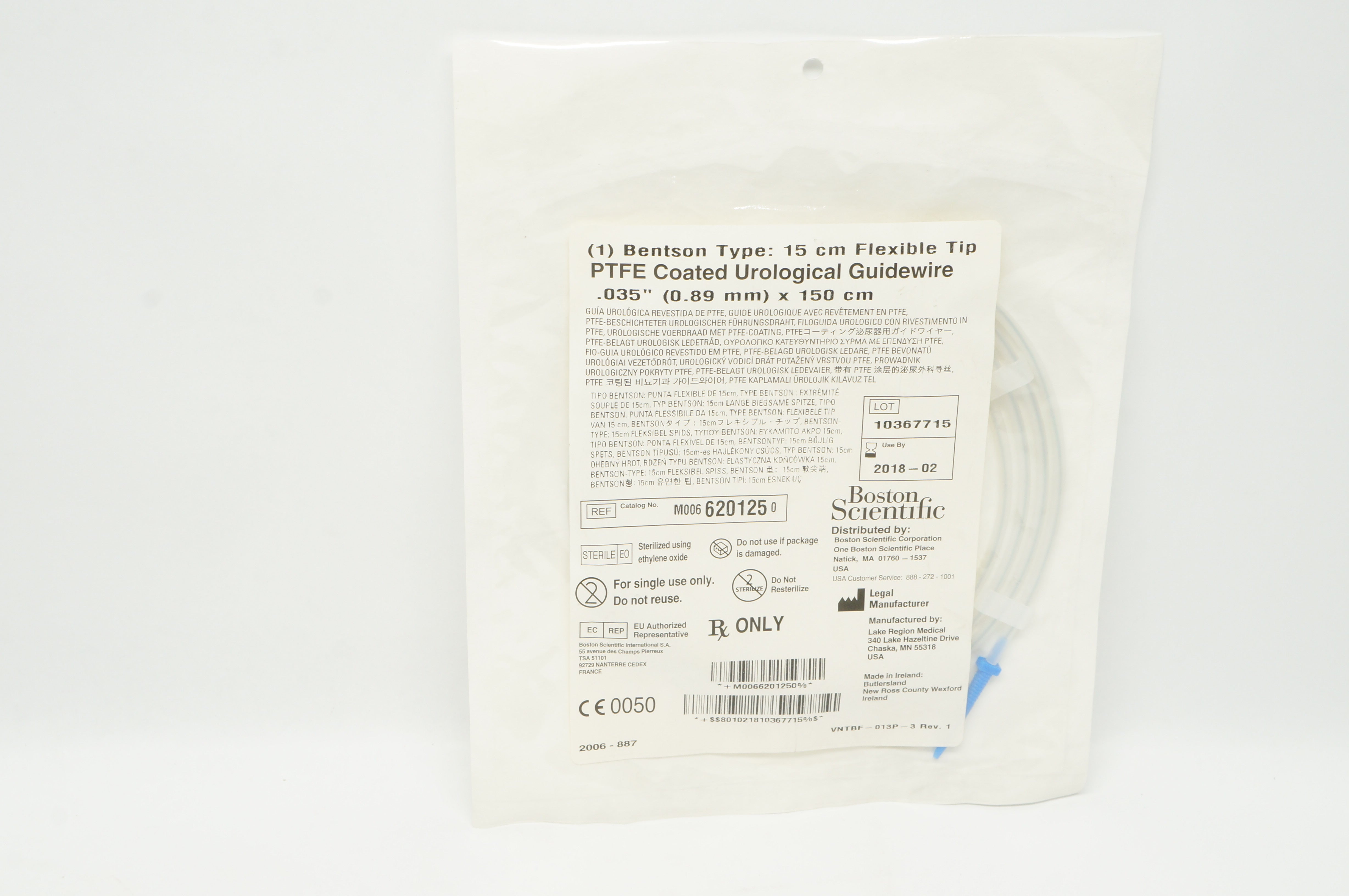 Boston Scientific M0066201250 Coated Urological Guidewire 0.035inch x 150cm(x)