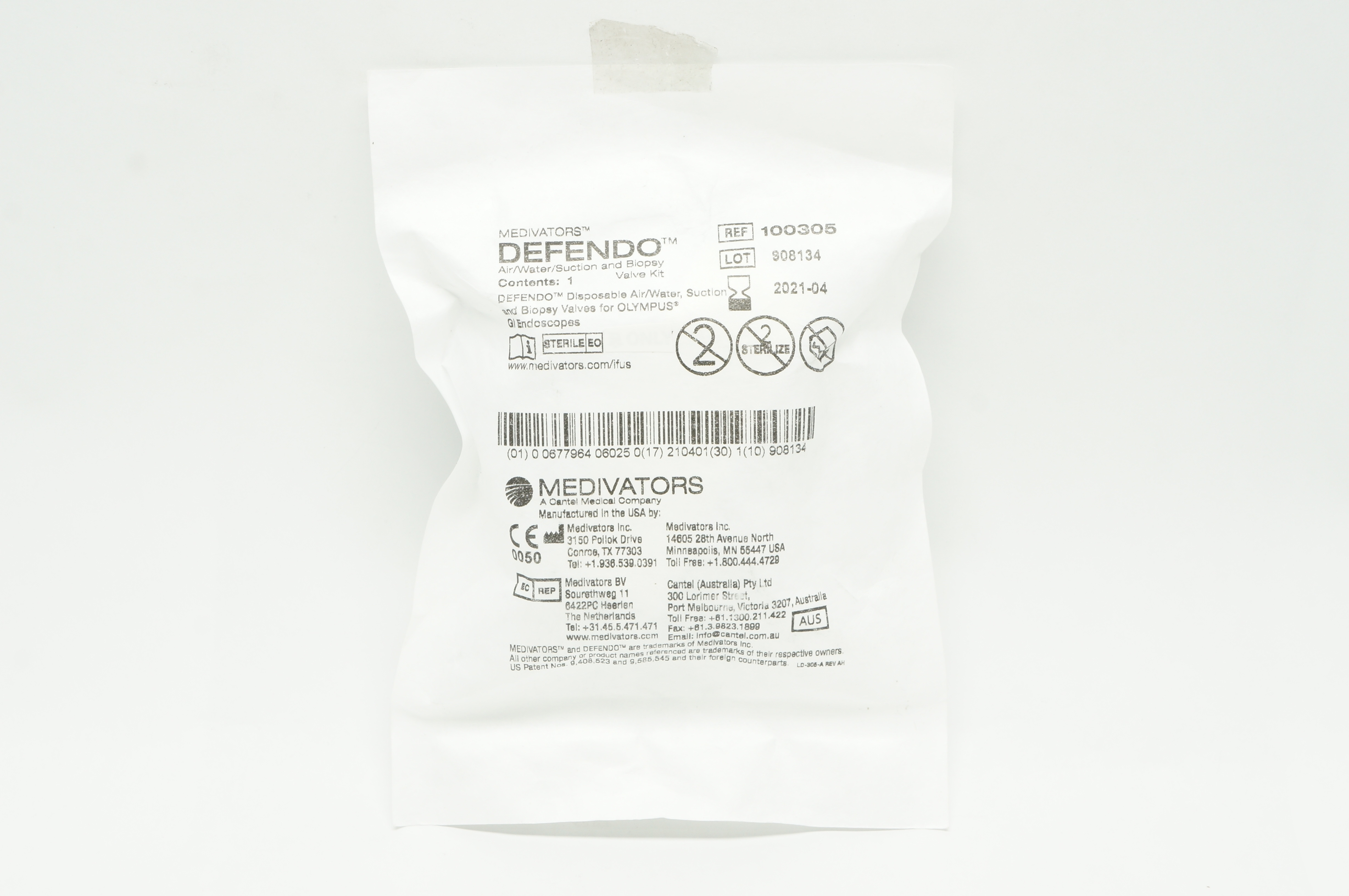 Medivators 100305 Defendo Disposable Air/Water/Suction and Biopsy Valves