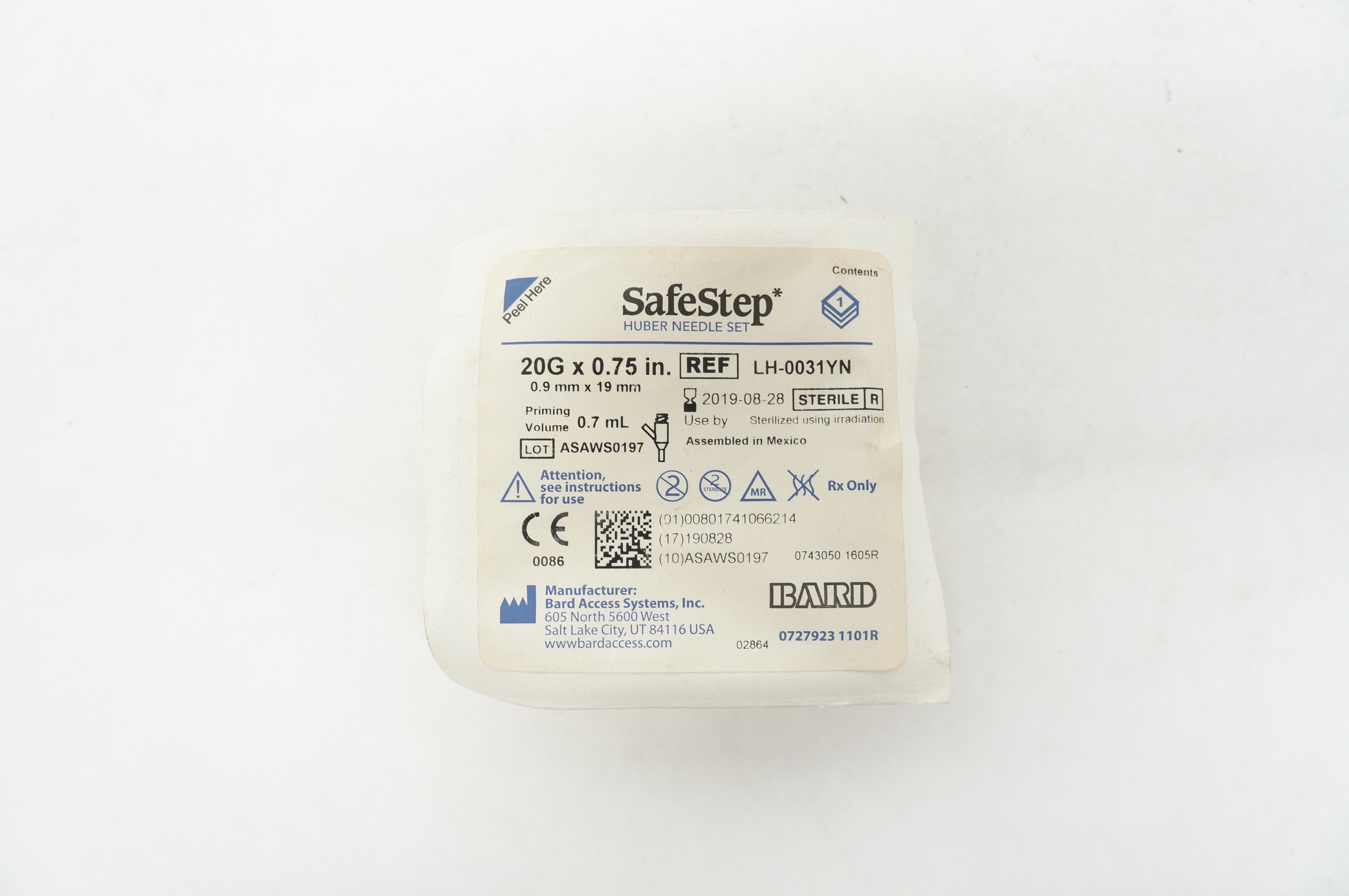 Bard LH-0031YN  SafeStep Huber Ndle. Set 20G x 0.75inch 0.7mL (x)
