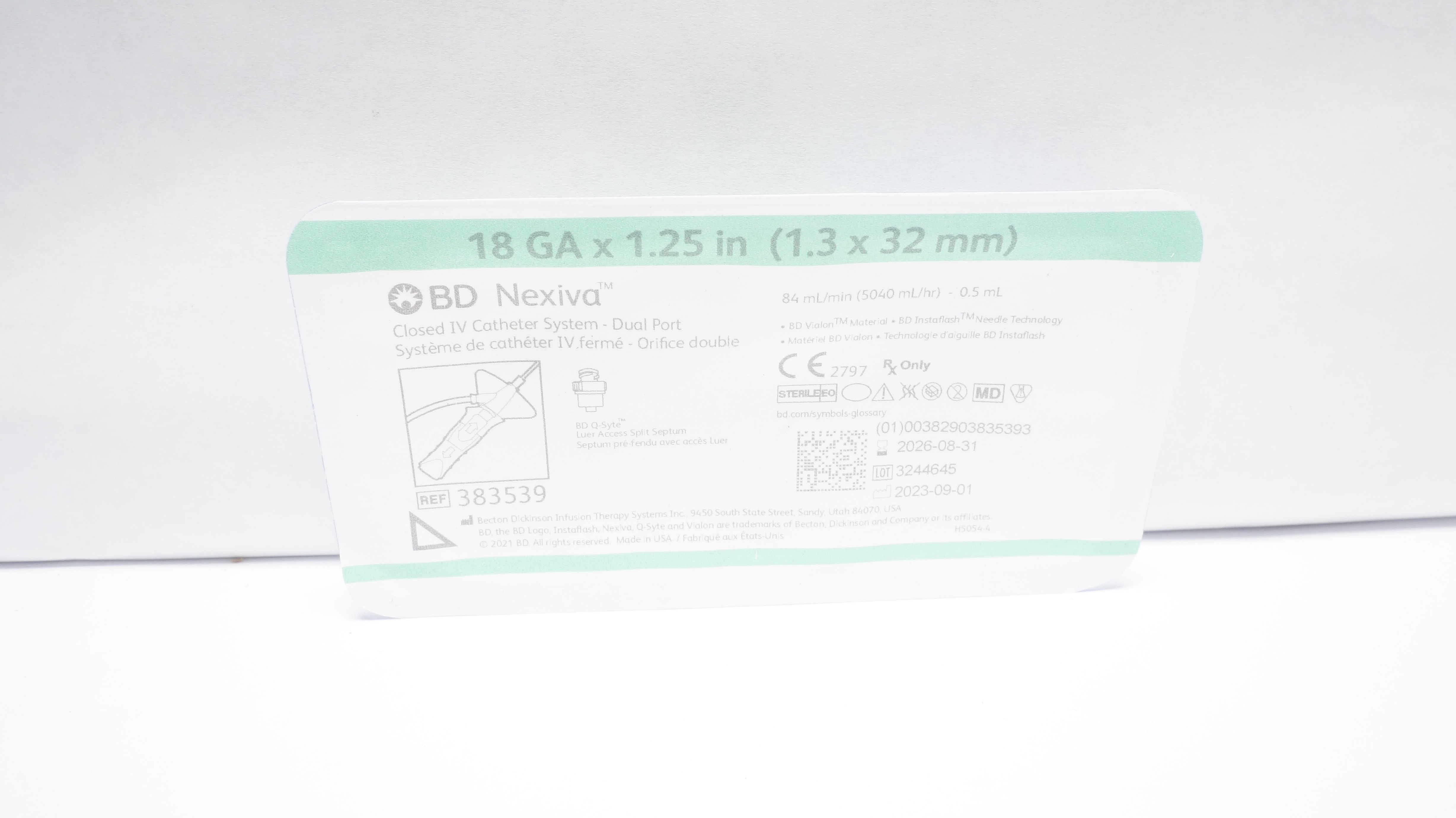 BD 383539 Nexiva Closed IV Cath. System - Dual Port 18Ga x 1.25inch (x)