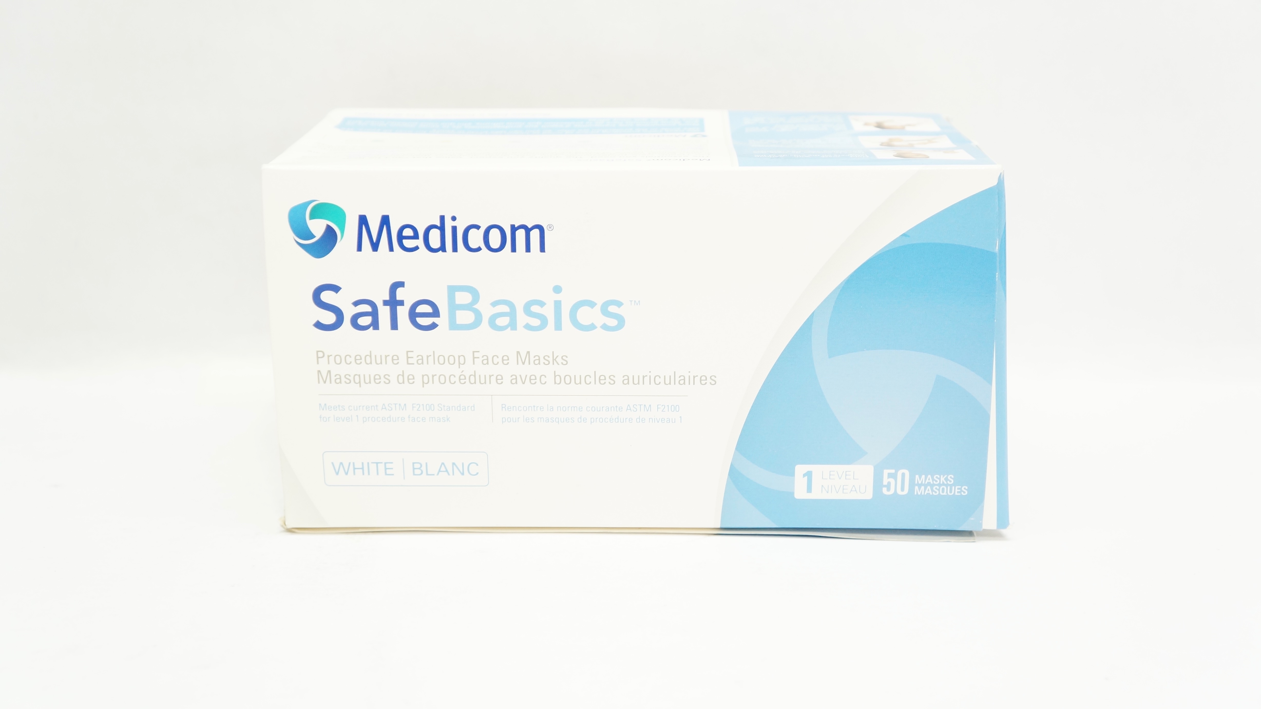 Medicomp 2130 SafeBasics Procedure Earloop Face Masks  White- Box of 50
