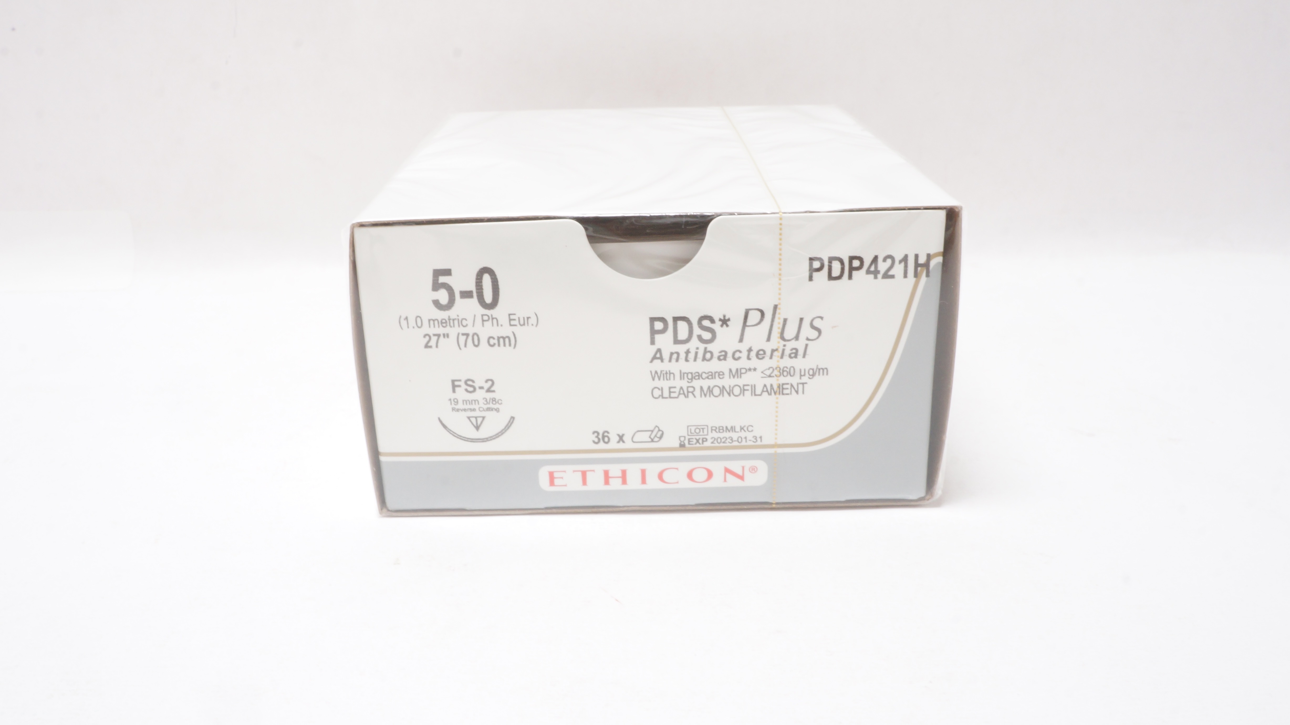 Ethicon PDP421H 5-0 PDS Plus Polydioxanone Stre FS-2 19mm 3/8c 27In-Box of 36(x)