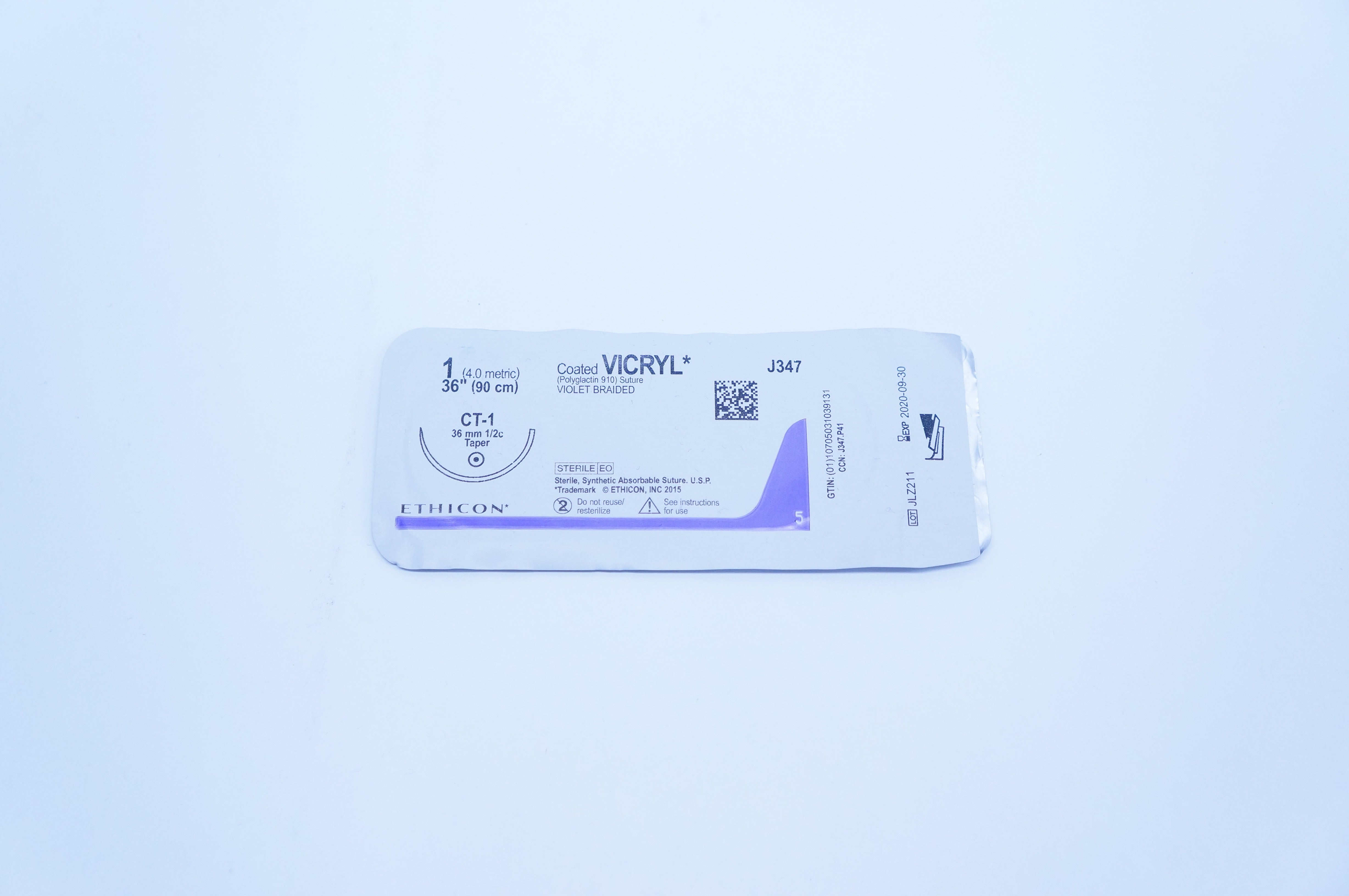 Ethicon J347 1 VICRYL, CT-1, 36mm 1/2c Taper, 36inch (x)