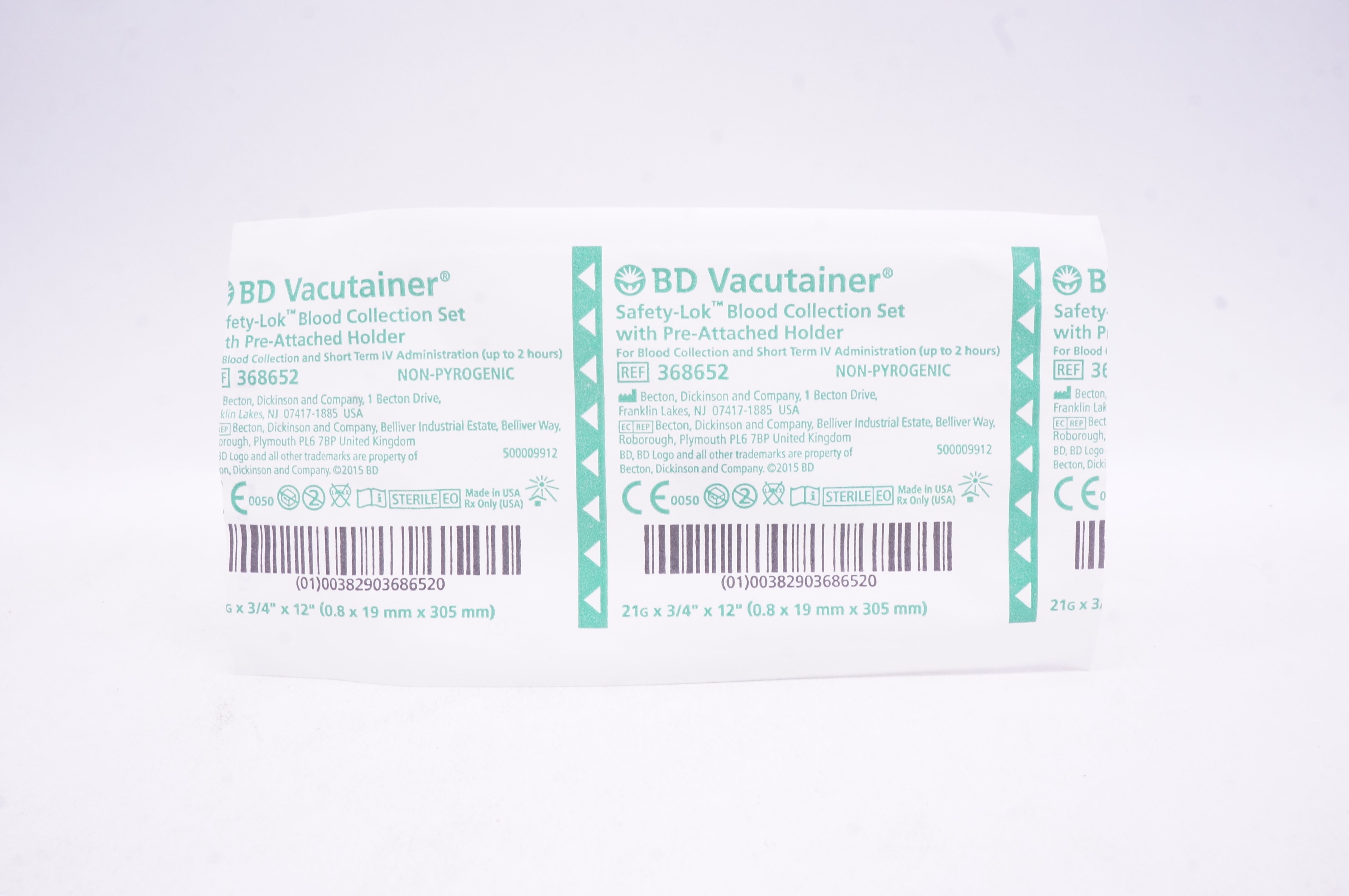 BD Vacutainer 368652 Becton Safety-Lok Blood Collection Set 21G x 3/4 x 12inch