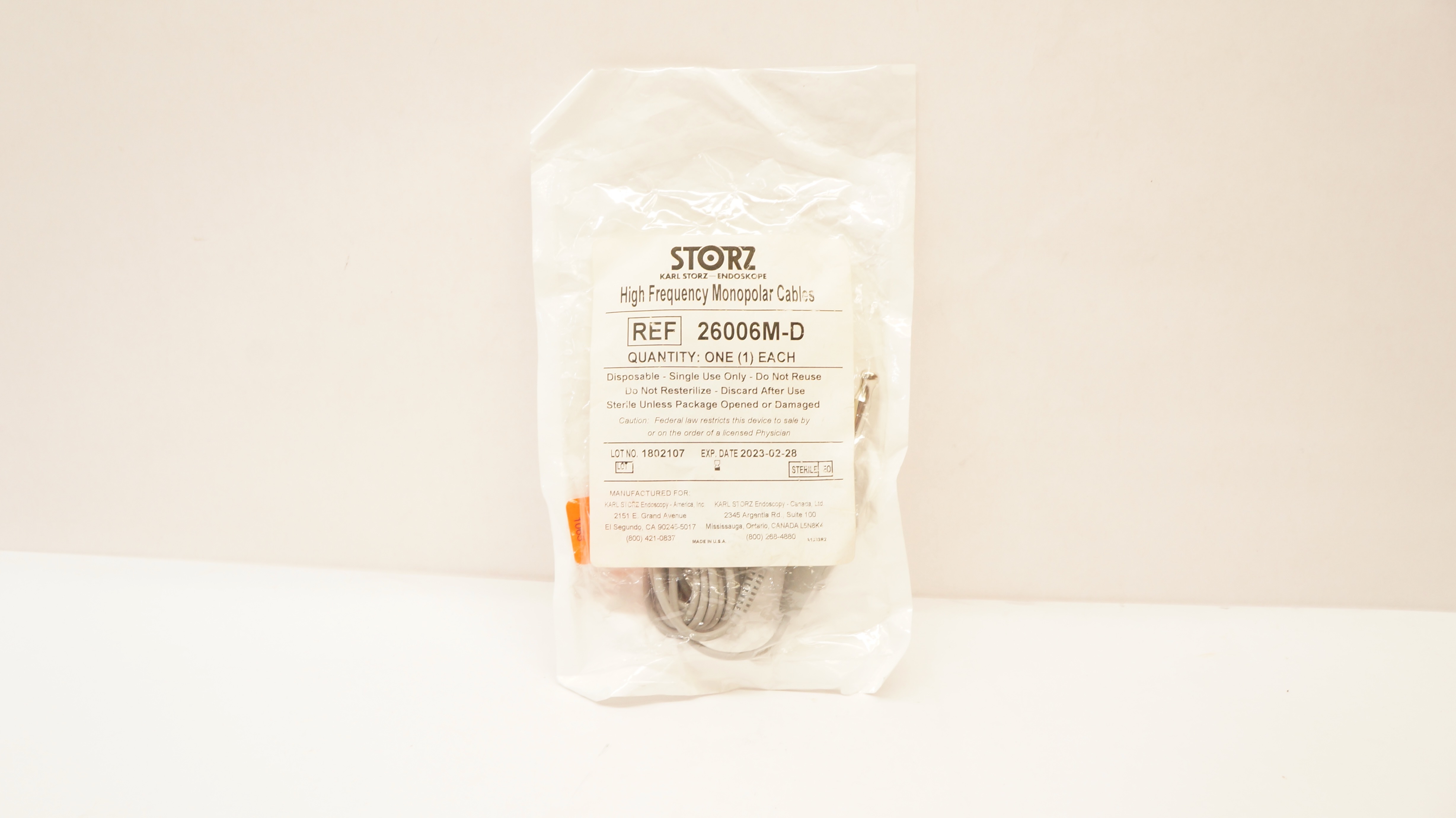 Karl Storz 26006M-D High Frequency Monopolar Cables
