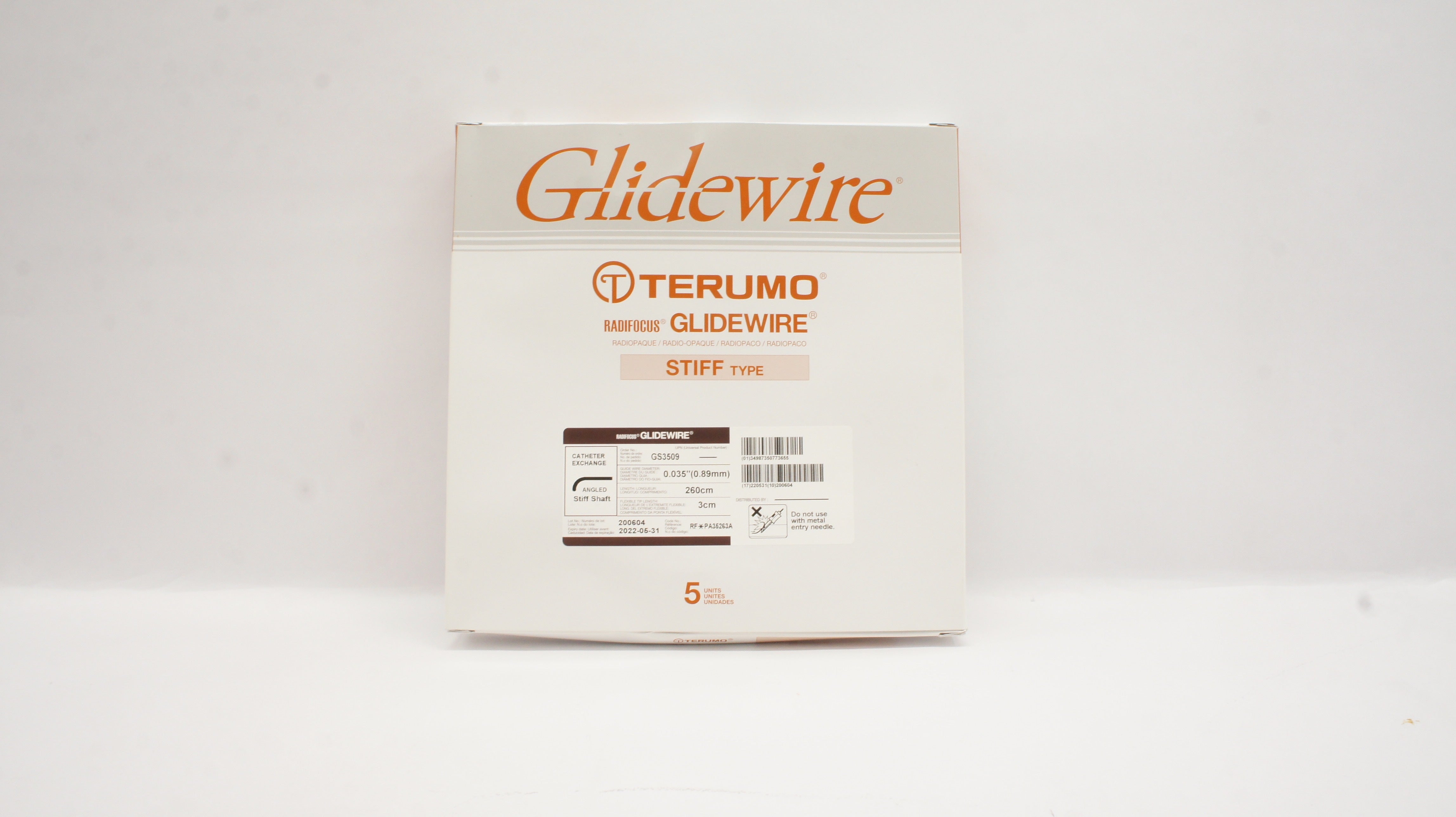 Terumo GS3509 Radifocus Glidewire Cath. Exchange 3cm x 260cm (x) - Box of 5