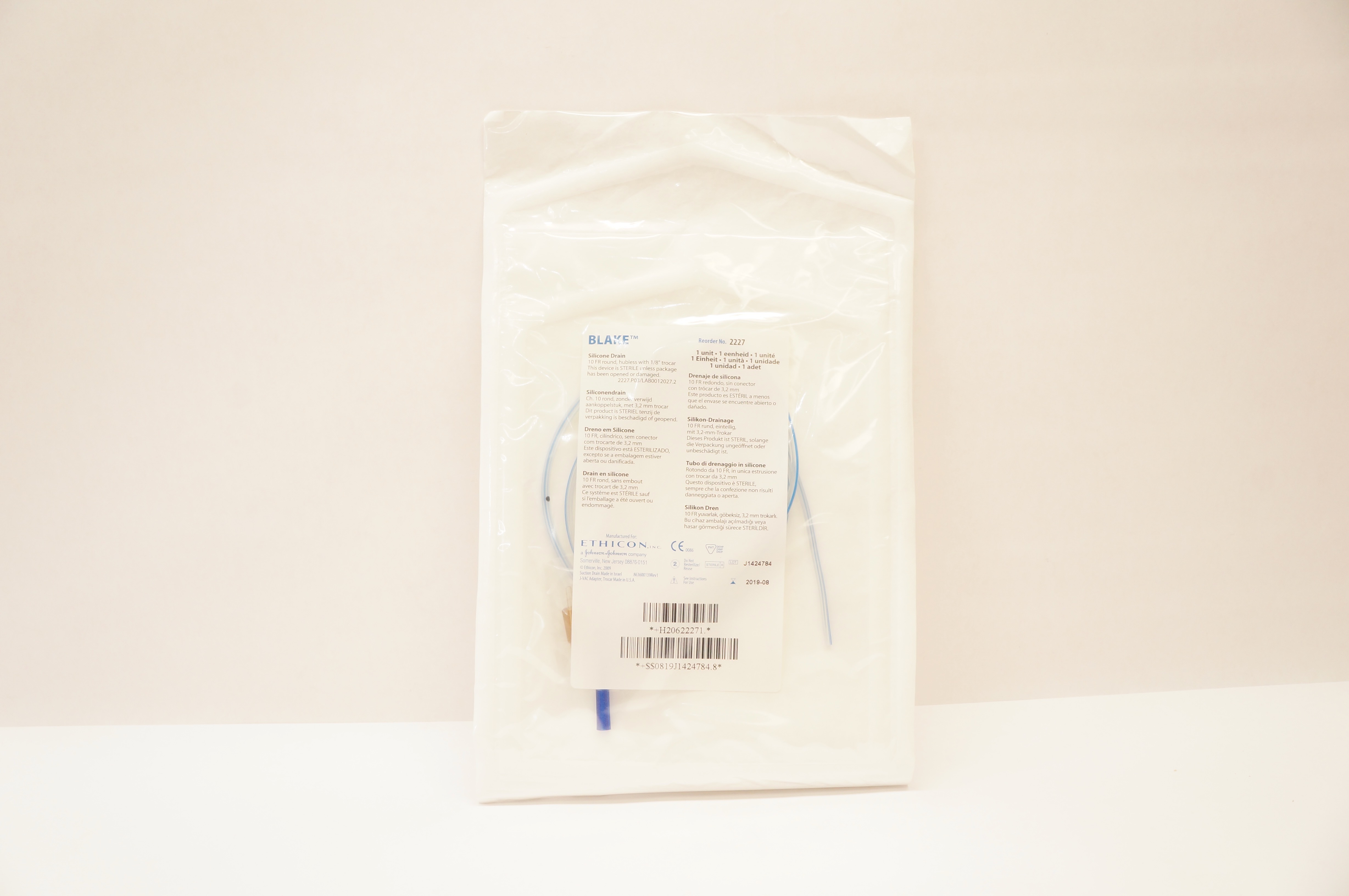 Ethicon 2227 Blake Silicone Drain10 Fr. Round Hubless W/1/8In Trocar (x)